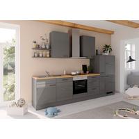 Küchenblock IKZ mit Geräten ca. 330 cm Dunkelgrau - Dunkelgrau/Eichefarben, Design, Holzwerkstoff/Metall (330cm) - Impuls