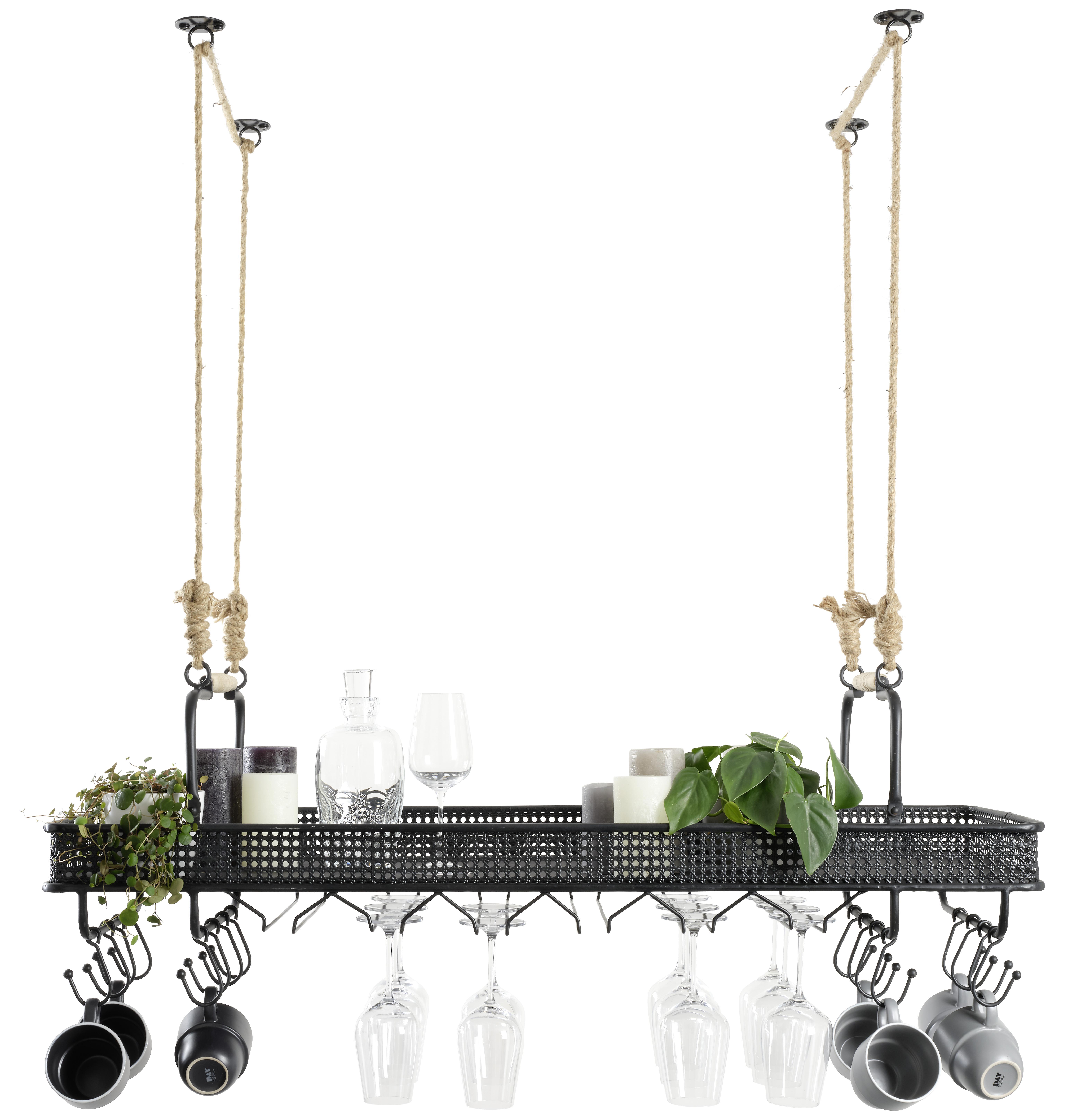 VÄGGHÄNGD MODUL CONSTANTIN - svart/naturfärgad, Lifestyle, metall/trämaterial (120/35/41cm) - Premium Living