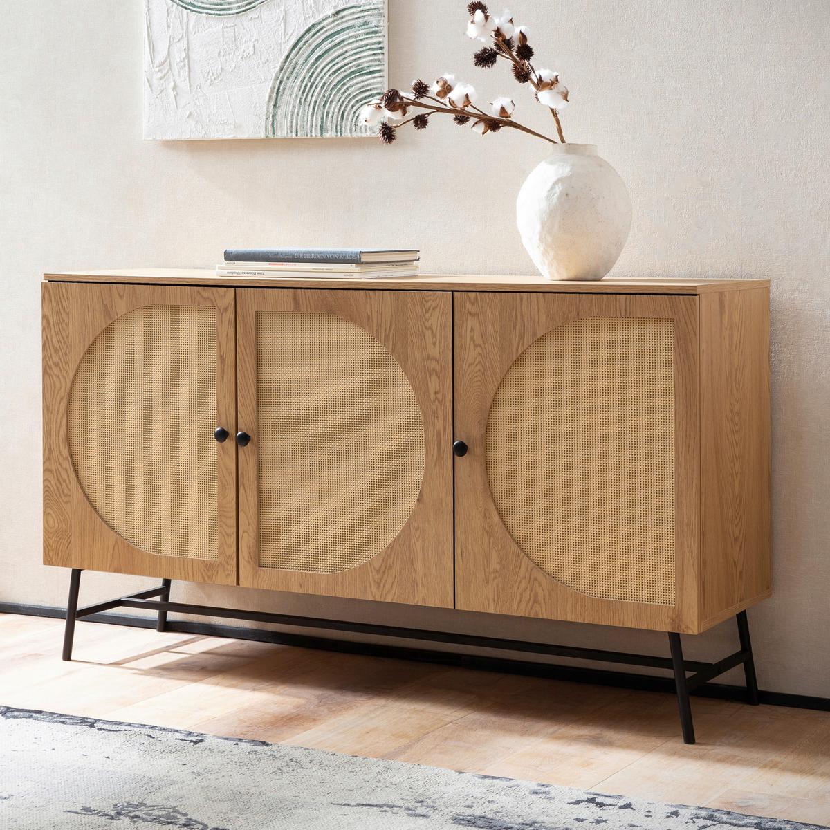 SIDEBOARD WL6.892 - Eichefarben/Schwarz, Design, Holzwerkstoff/Metall (140/80/39cm) - MID.YOU