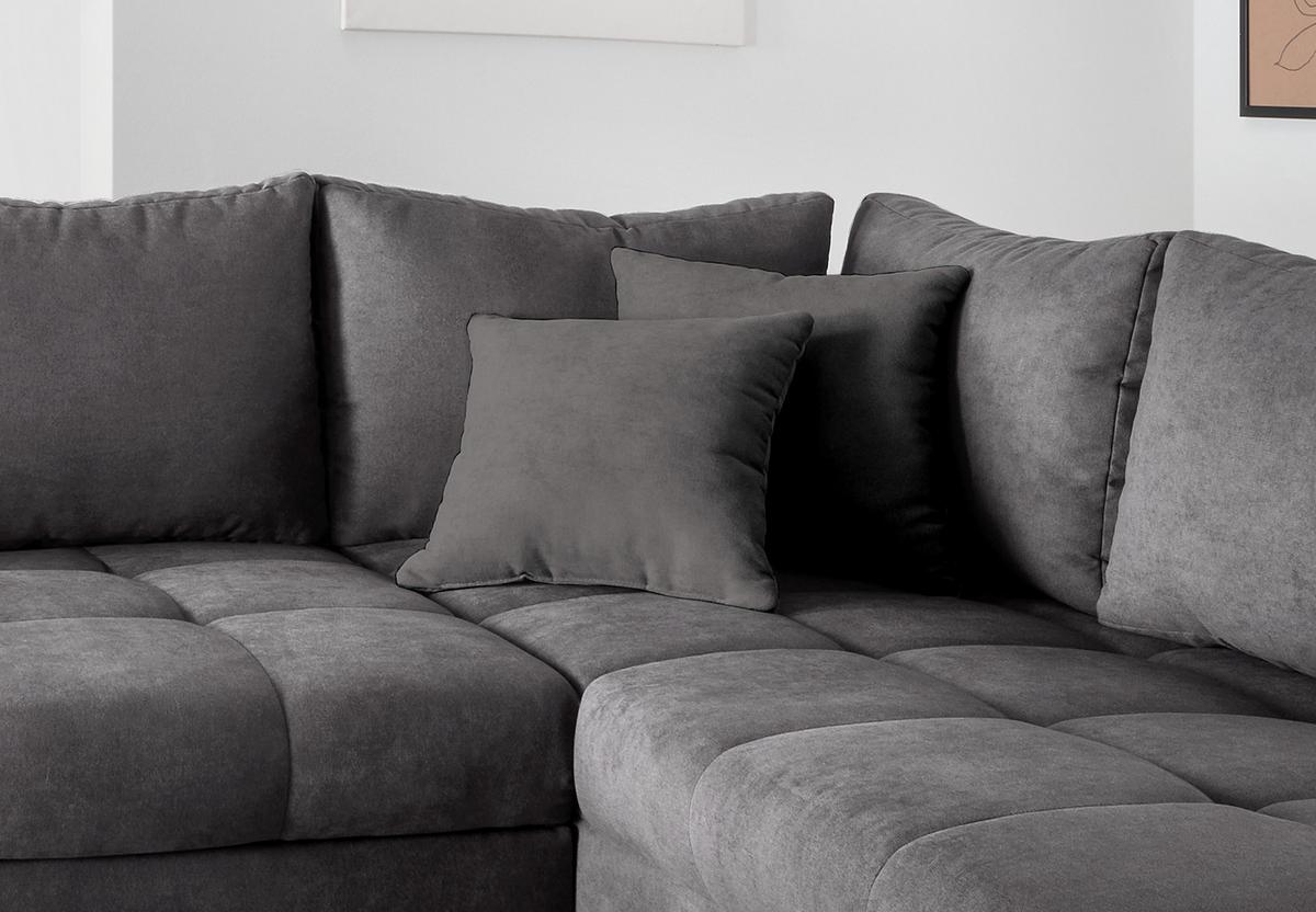 Wohnlandschaft Alvito Anthrazit Nylon/Mikrofaser - Anthrazit/Silberfarben, Design, Holz/Textil (298/202cm) - MID.YOU