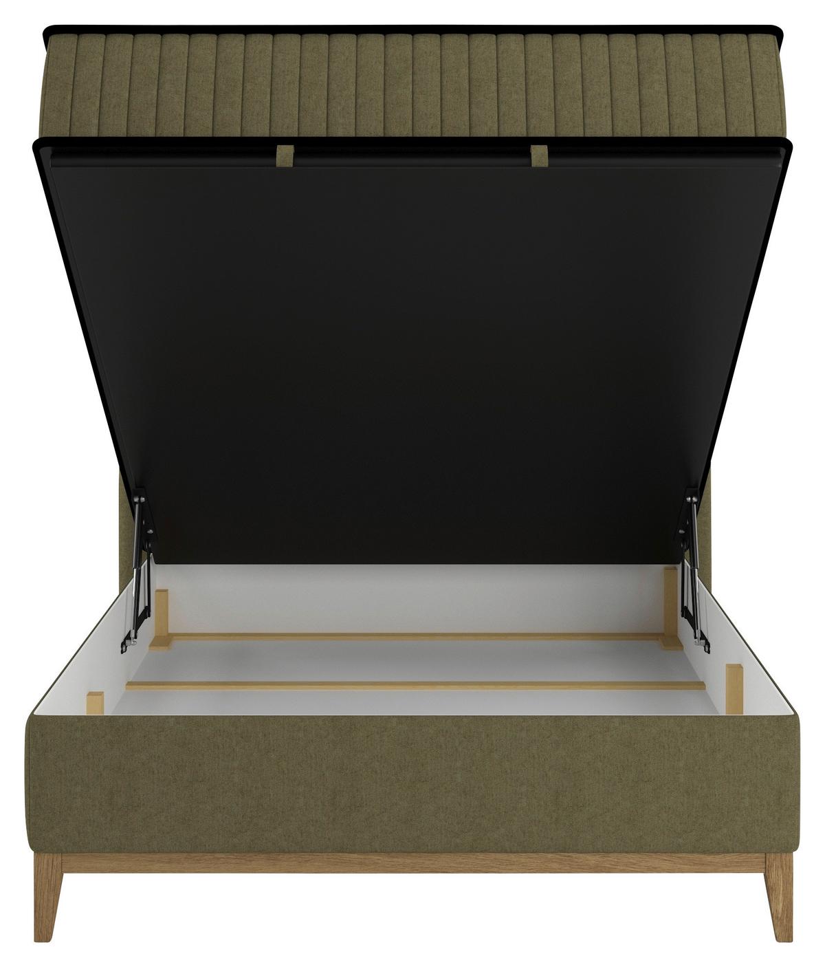 Bett Elena Olivgrün ca. 140x200cm - Olivgrün, KONVENTIONELL, Holz/Holzwerkstoff (140/200cm) - Sembella