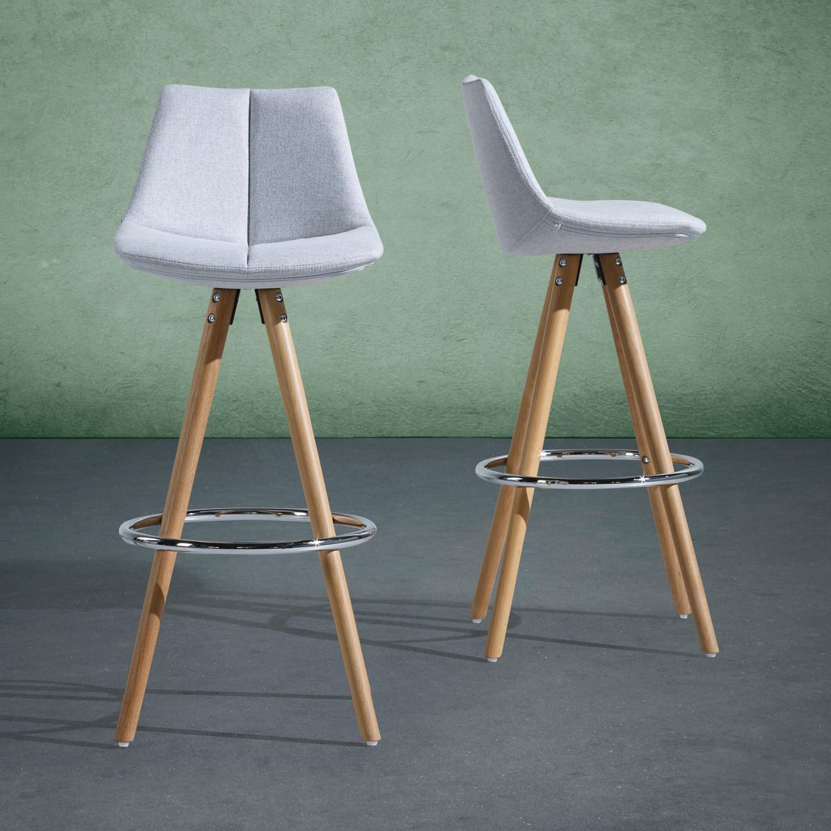 STOŁEK BAROWY NELO - kolor bukowy/jasnoszary, Modern, metal/drewno (42/100/33cm) - Bessagi Home
