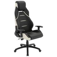 Gamingstuhl im Lederlook - Weiss/Schwarz, Modern, Kunststoff/Textil (67/126-134/72cm) - Premium Living