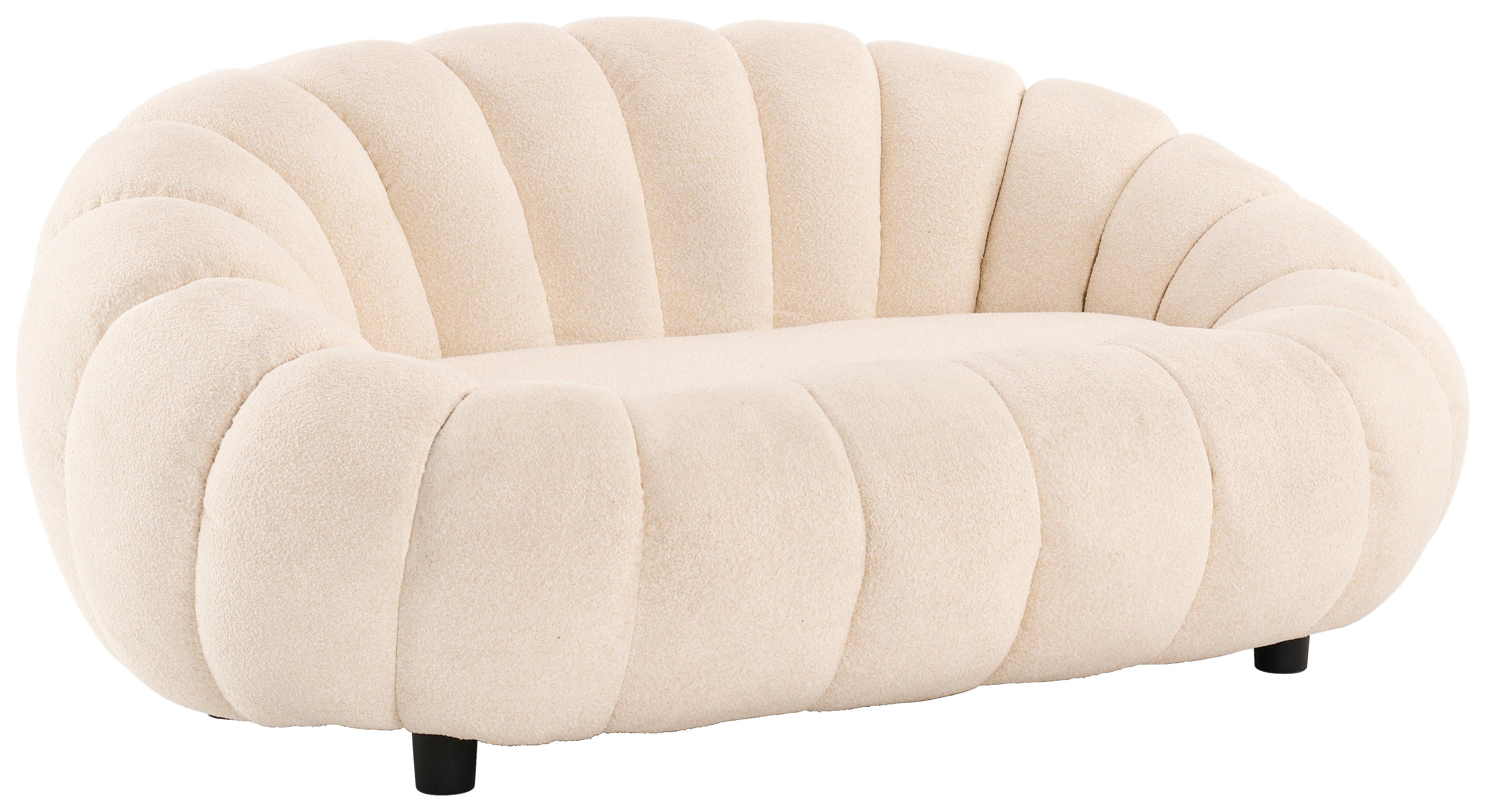 Sofa Shell -Studio- in Bouclé Cremeweiss - Weiss/Creme, Modern, Holz/Kunststoff (140/90/62cm) - Premium Living