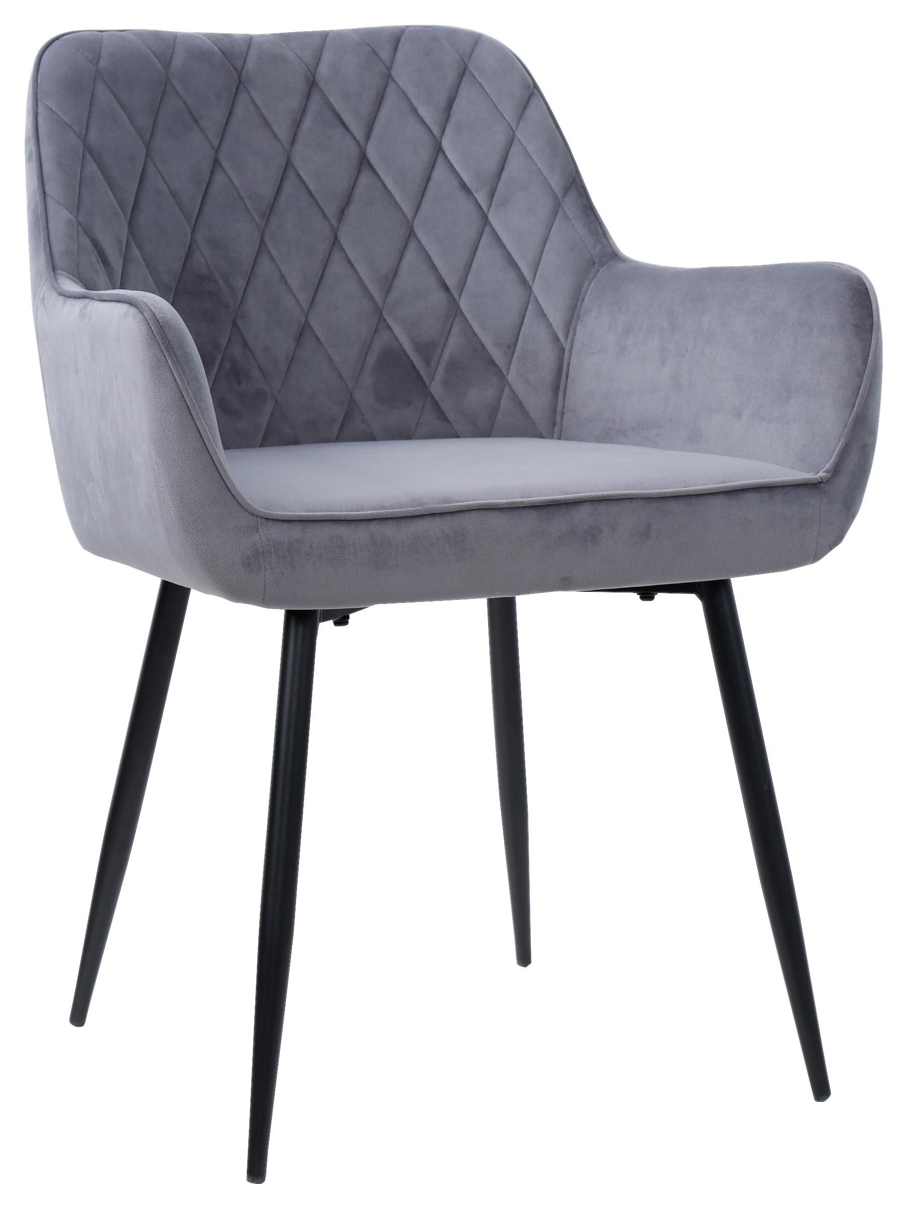 KRZESŁO Z PODŁOKIETNIKAMI NICOLAS - czarny/szary, Design, metal/tkanina (56/79/58cm) - Carryhome