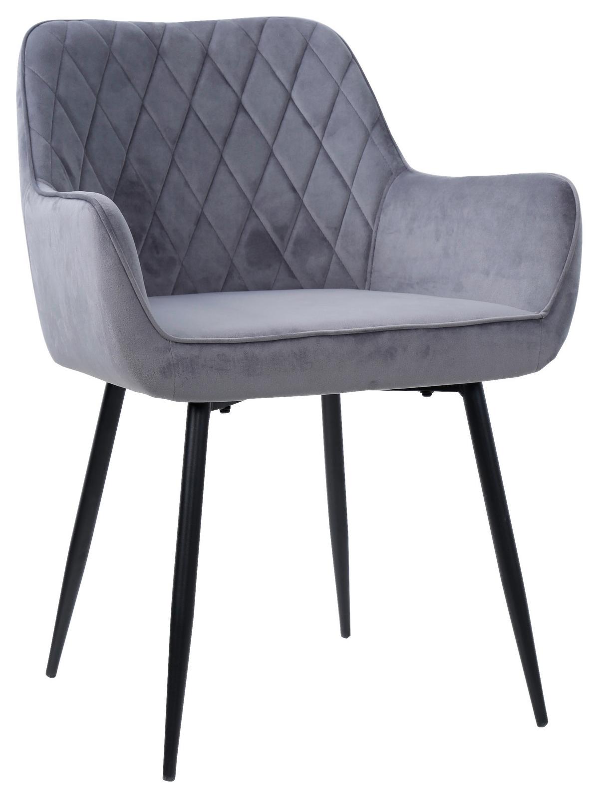 KRZESŁO Z PODŁOKIETNIKAMI NICOLAS - czarny/szary, Design, metal/tkanina (56/79/58cm) - Carryhome