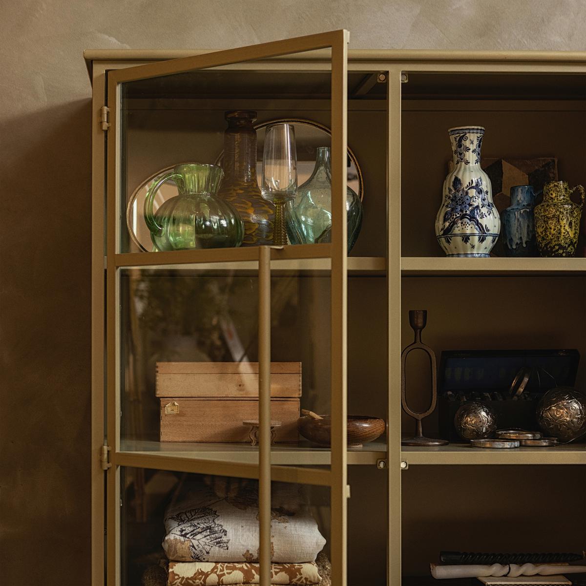 Vitrine Exhibit Khaki - Khaki, Design, Glas/Metall (99/170/44cm) - Livetastic