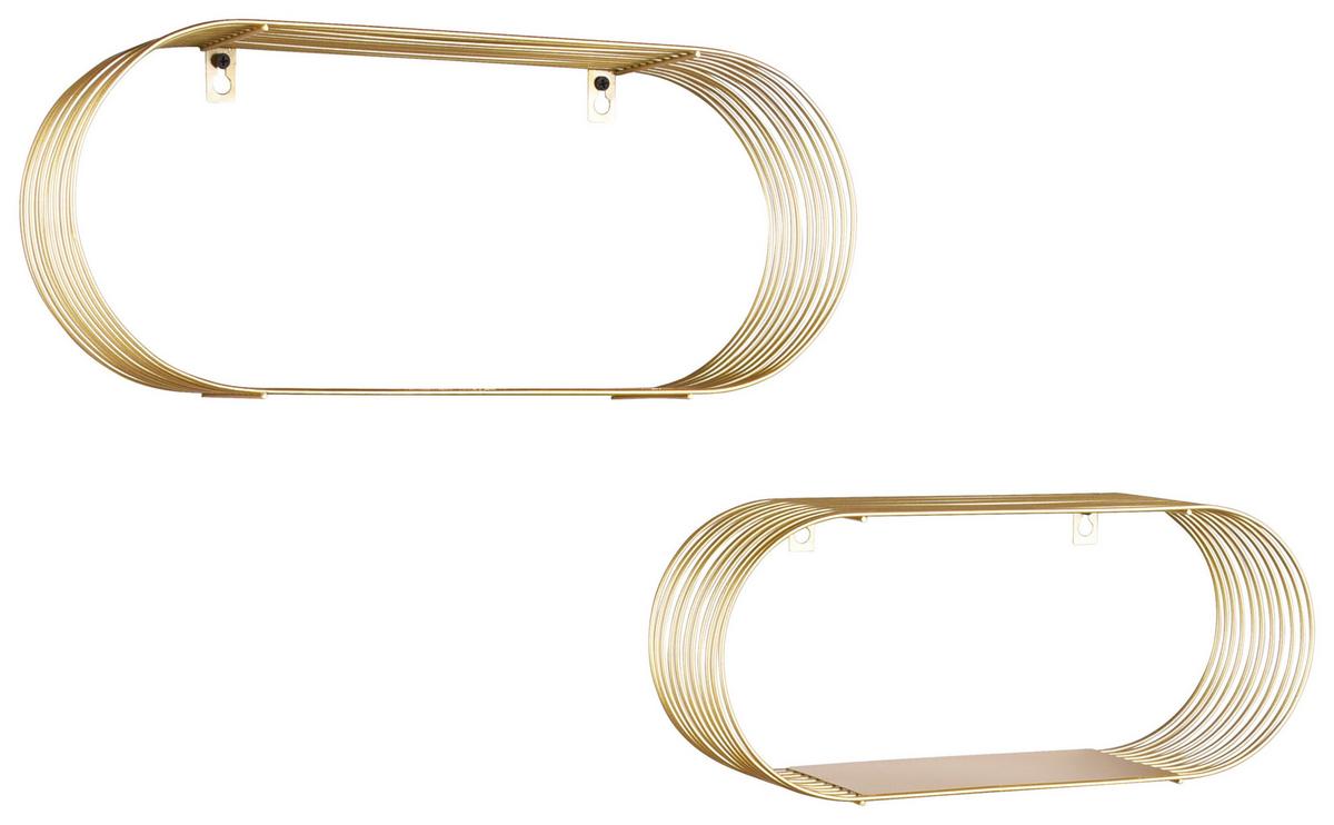 Set Zidnih Polica Jessica - zlatne boje, Moderno, metal (43/18/10cm) - Modern Living
