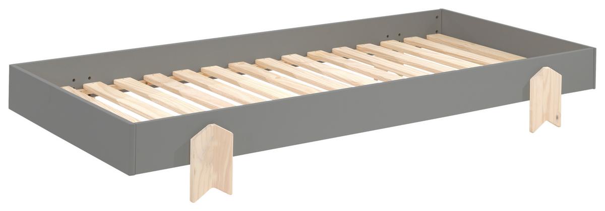 Kinder-/Juniorbett Modulo ca. 90x200 cm Grau - Grau/Kieferfarben, MODERN, Holz/Holzwerkstoff (90/200cm) - MID.YOU