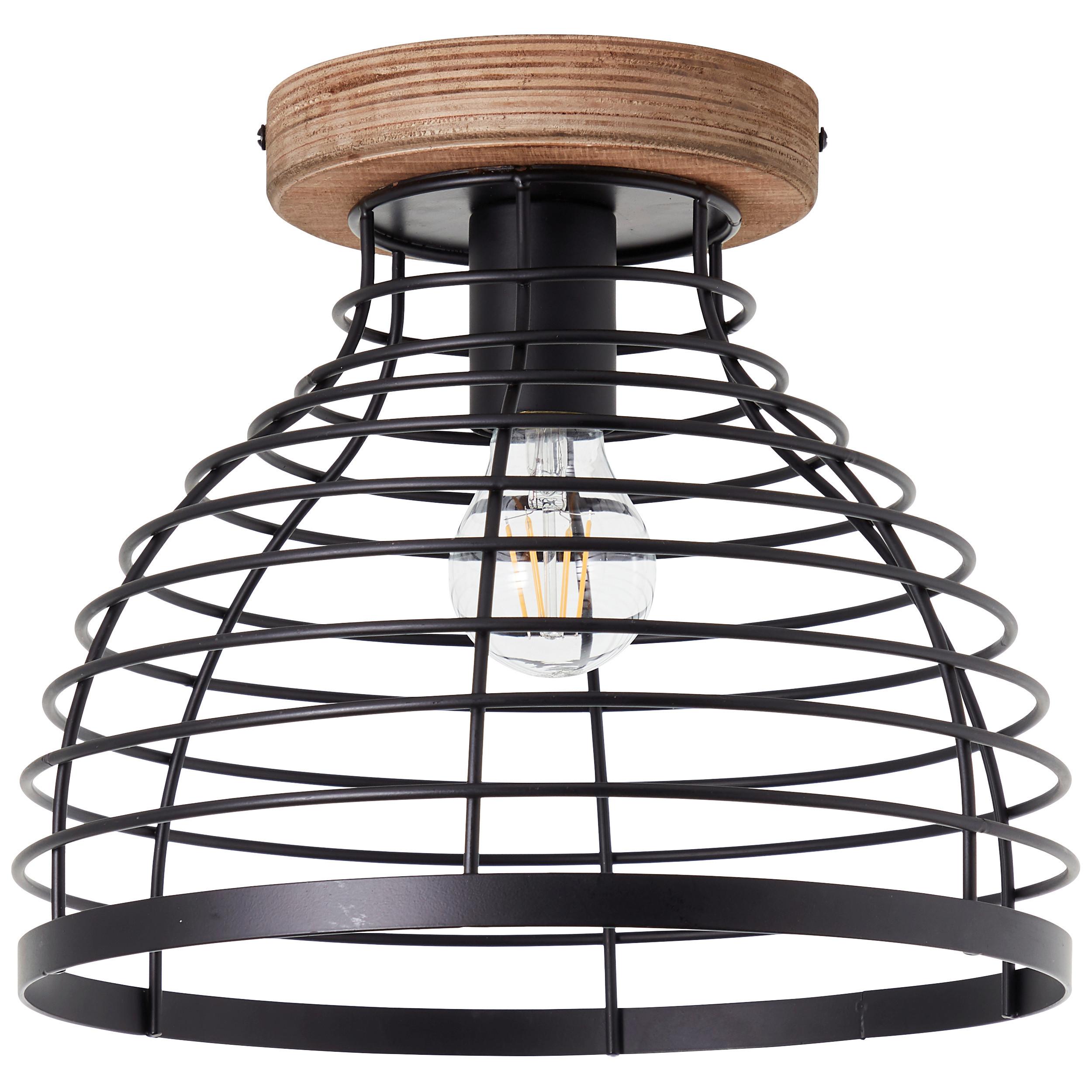 Deckenleuchte Avia Schwarz max. 52 Watt - Schwarz, Natur, Holz/Metall (30/25cm) - Brilliant