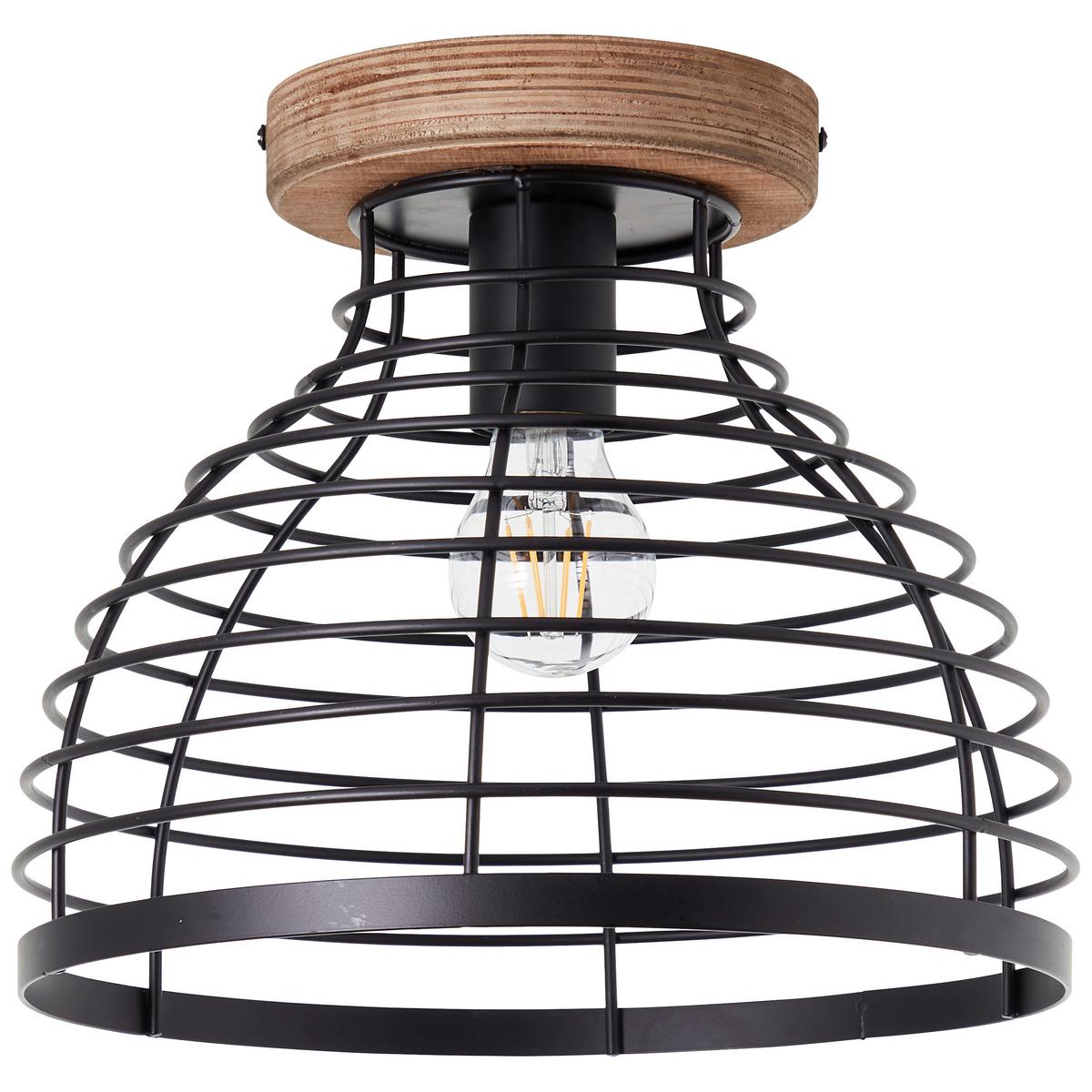 Deckenleuchte Avia Schwarz max. 52 Watt - Schwarz, Natur, Holz/Metall (30/25cm) - Brilliant