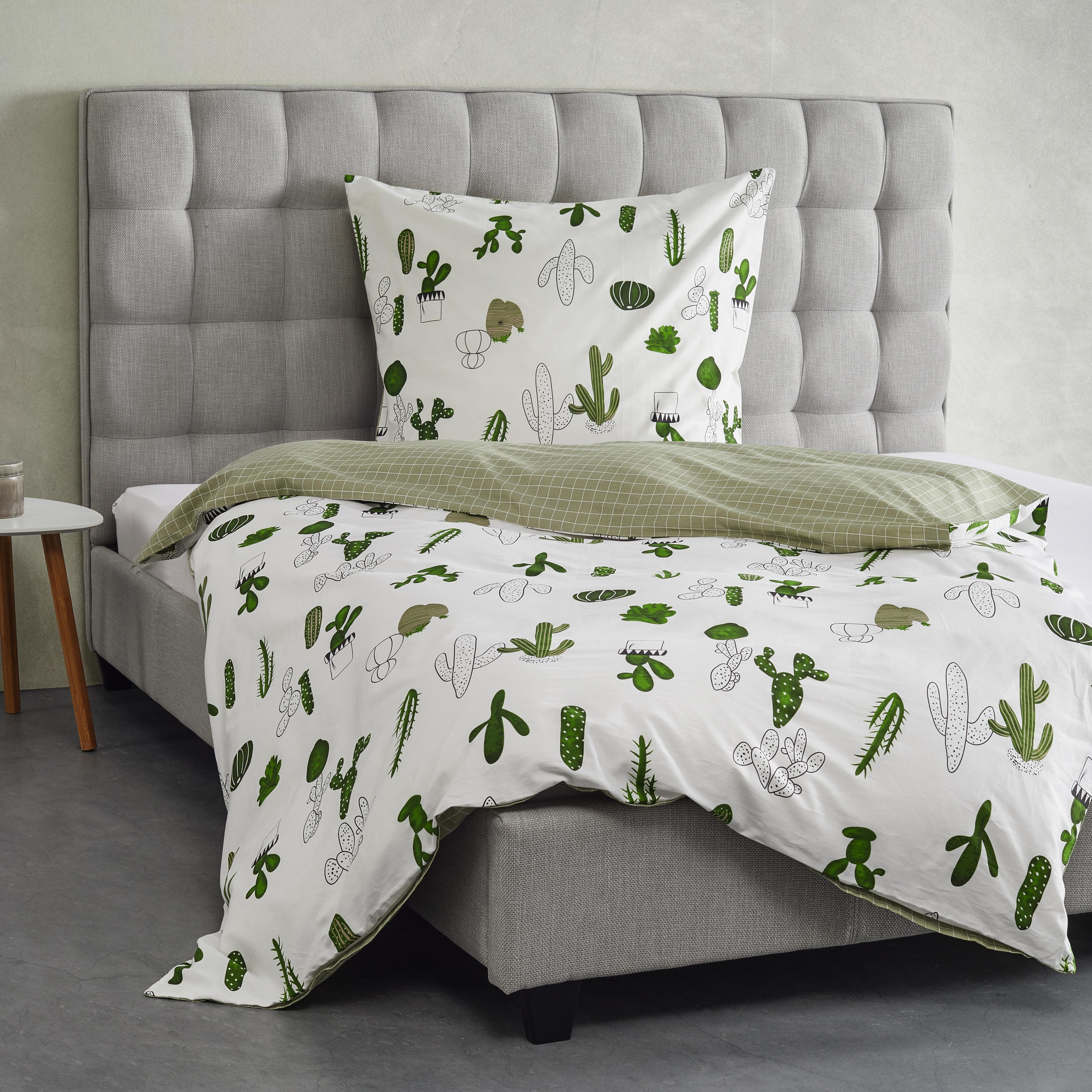 Bettwäsche Cactus Wende ca. 135c200 cm - Braun/Weiß, MODERN, Textil (135/200cm) - Bessagi Home
