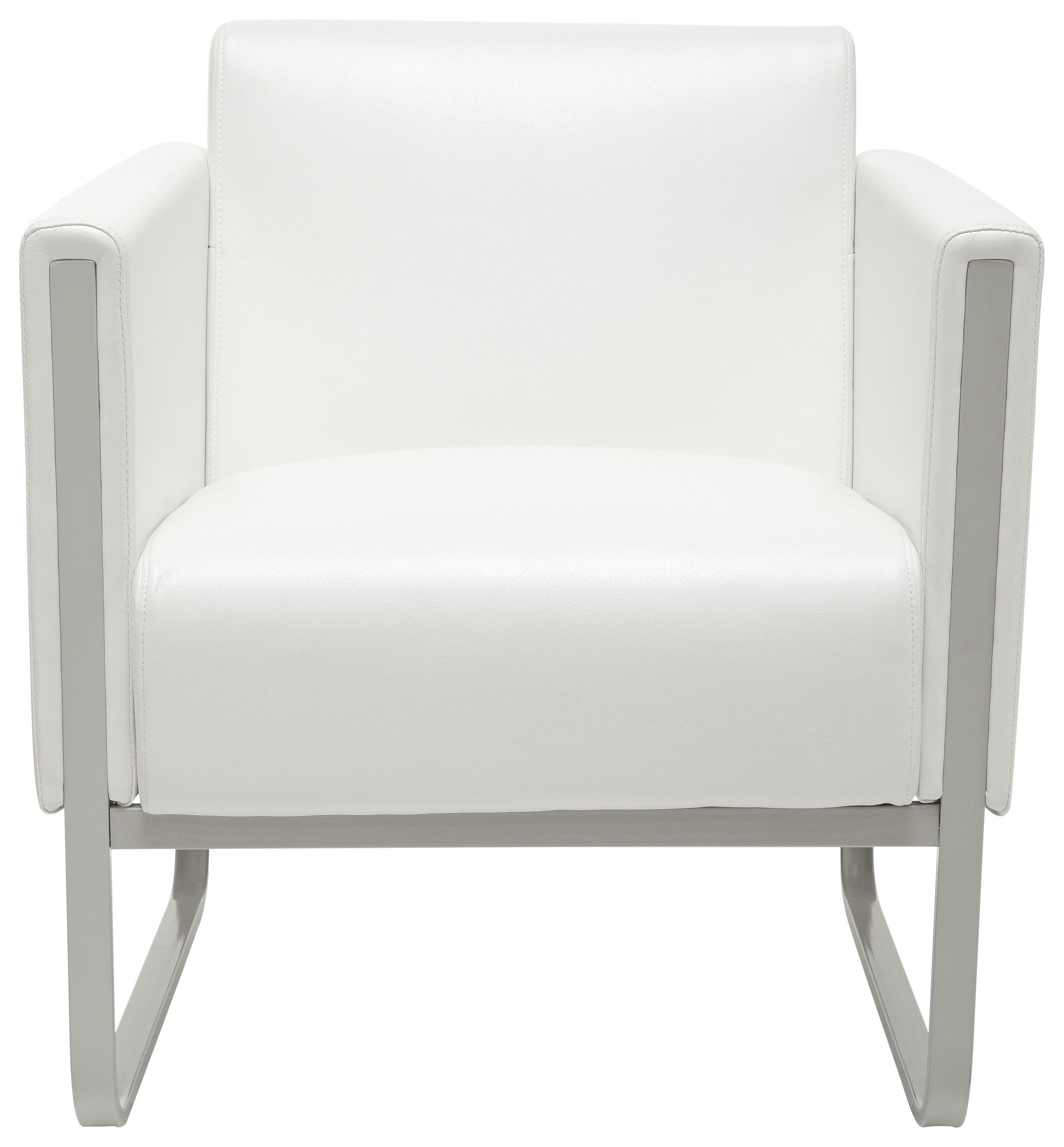 Fotelj Aruba, Bela - bela/svetlo siva, Moderno, kovina/tekstil (67/78/71cm) - MID.YOU