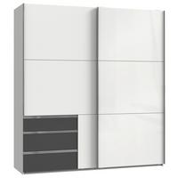 Schwebetürenschrank Level 36D ca. 200 cm Graphitfarben/Weiß - Chromfarben/Weiß Hochglanz, MODERN, Holzwerkstoff/Metall (200/216/65cm) - MID.YOU