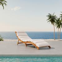 Gartenliege Bora Beige Akazie/Outdoorstoff - Beige, MODERN, Holz/Textil (180/54/62cm) - Bessagi Garden