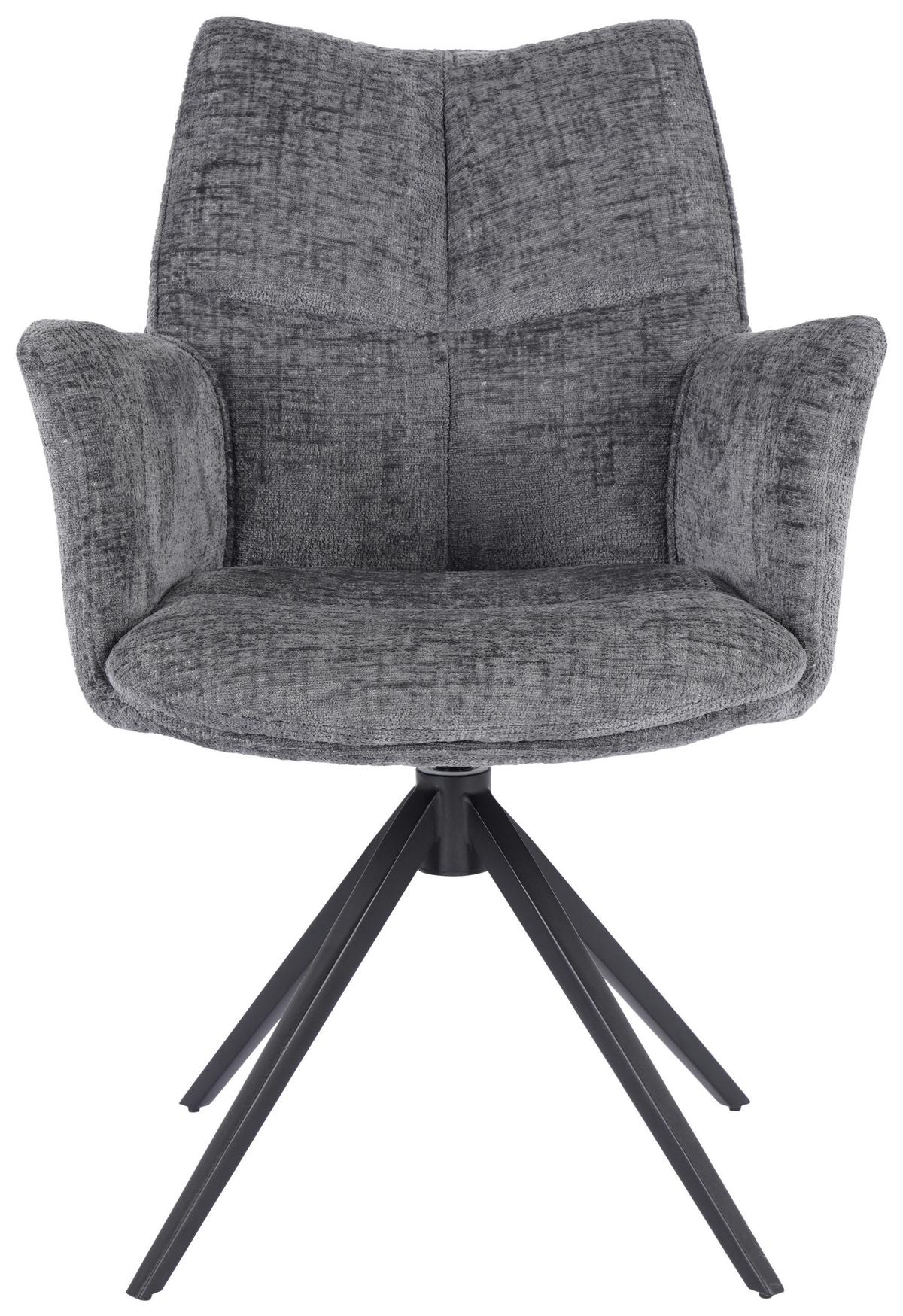 Armlehnstuhl Lucia Graphitfarben - Anthrazit/Graphitfarben, Lifestyle, Textil/Metall (62/90/64cm) - Premium Living