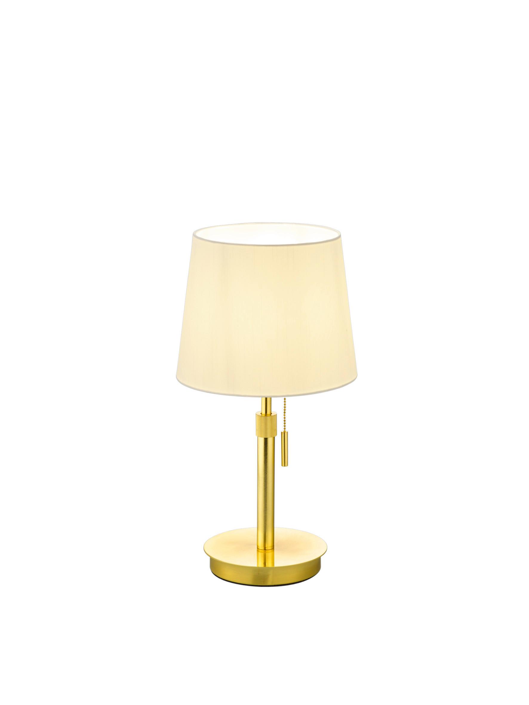 Tischleuchte Lyon Messingfarben max. 60 Watt - Messingfarben/Weiß, KONVENTIONELL, Textil/Metall (25,5/56cm) - Trio Leuchten