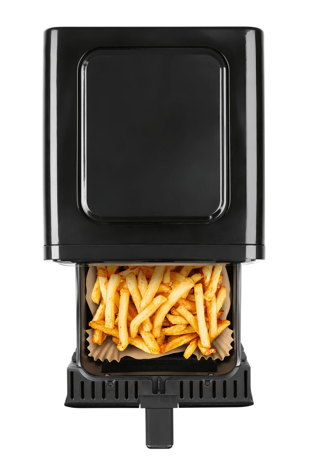 FRYTKOWNICA BEZTŁUSZCZOWA 16539 - kolor srebrny/czarny, Basics, tworzywo sztuczne/metal (36,5/25/30cm) - GOURMETMAXX