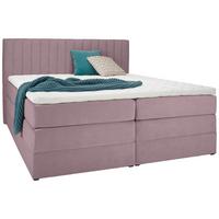 Boxspringbett Simon in Flieder ca. 180x200cm - Flieder/Schwarz, KONVENTIONELL, Holz/Kunststoff (180/200cm) - Premium Living