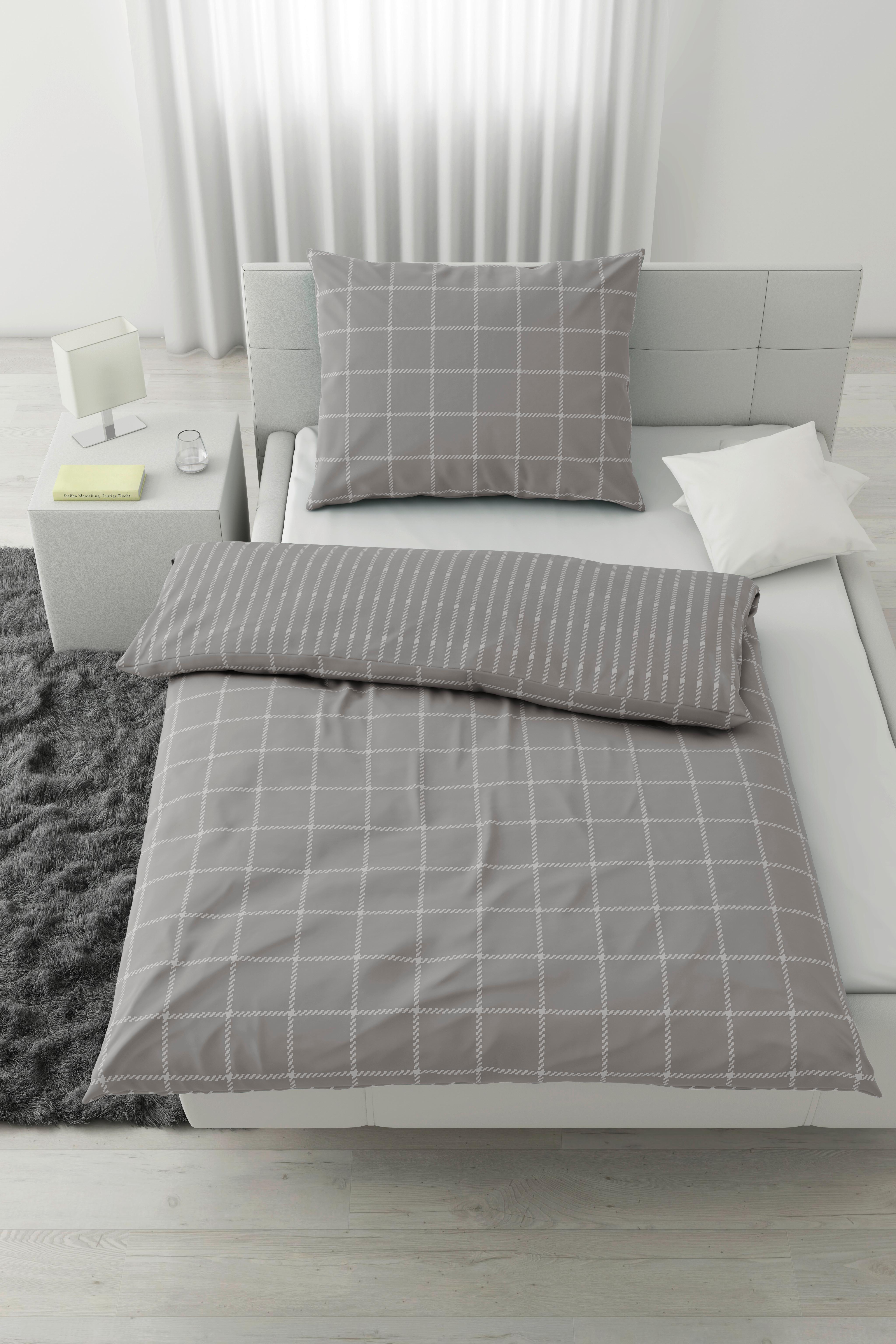 BETTWÄSCHESET KARO ALLOVER - Hellgrau, Konventionell, Textil (160/210cm) - Mömax