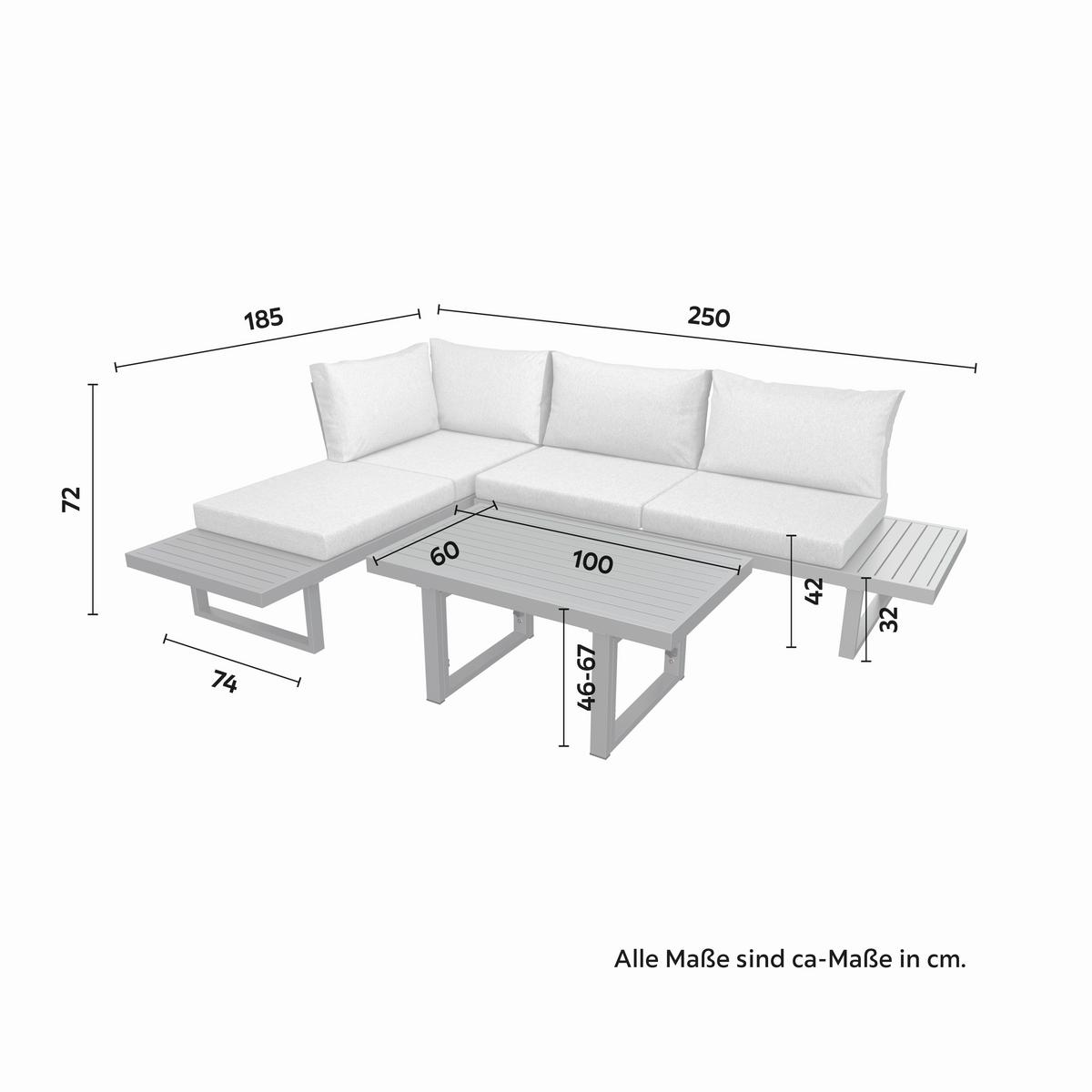 KOMPLET MEBLI TARASOWYCH JESSE - szary, Modern, metal (176/71/75cm) - Mömax