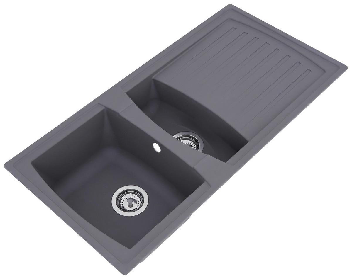 Einbauspüle Boston ca. 100x20x50 cm Grau - Grau, Trend, Glas/Kunststoff (100/20/50cm) - Respekta