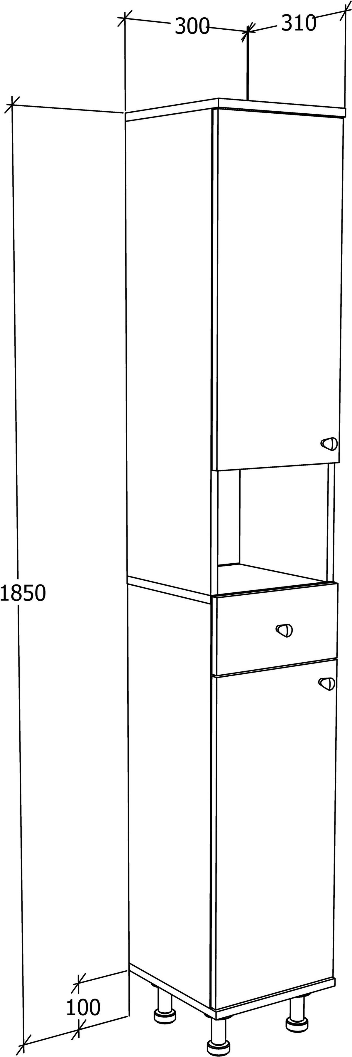 Visoka Omara Nilosi, Bela, Barva Hrasta - srebrne barve/bela, Moderno, umetna masa/leseni material (30/185/31cm) - MID.YOU