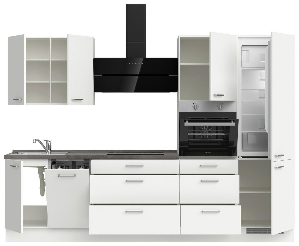 Küchenleerblock Touch High o. Geräte Weiß - Edelstahlfarben/Weiß, MODERN, Holzwerkstoff/Metall (300cm) - Nobilia
