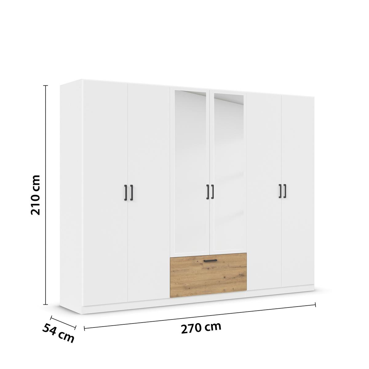 Omara Za Oblačila Bari, Bela, Barva Hrasta - siva/bela, Basics, kovina/leseni material (271/210/54cm) - Boxxx