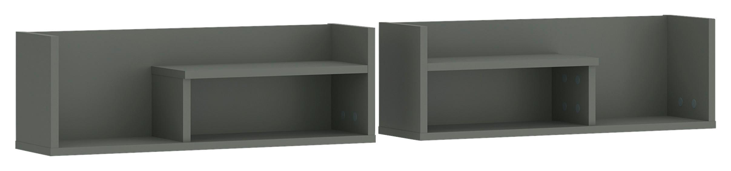 Stenska Polica Shirley, Siva, Zelena, Črna - siva/zelena, Design, leseni material (140/24/22cm)