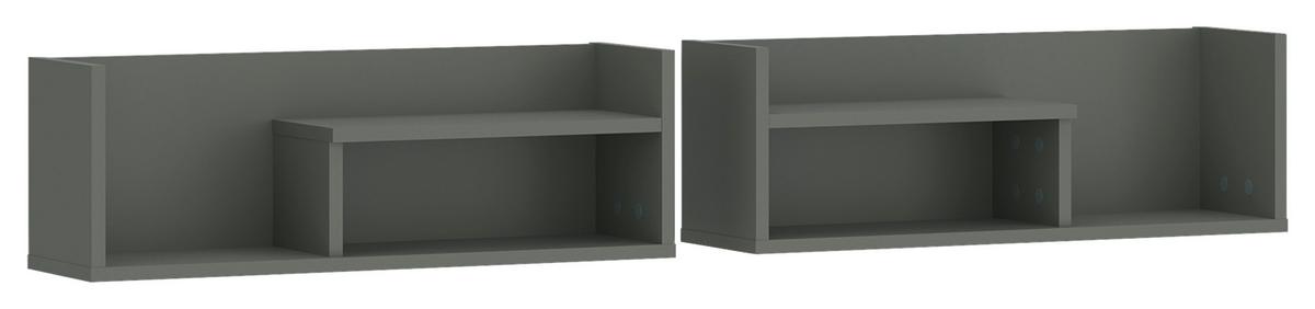 Stenska Polica Shirley, Siva, Zelena, Črna - siva/zelena, Design, leseni material (140/24/22cm)