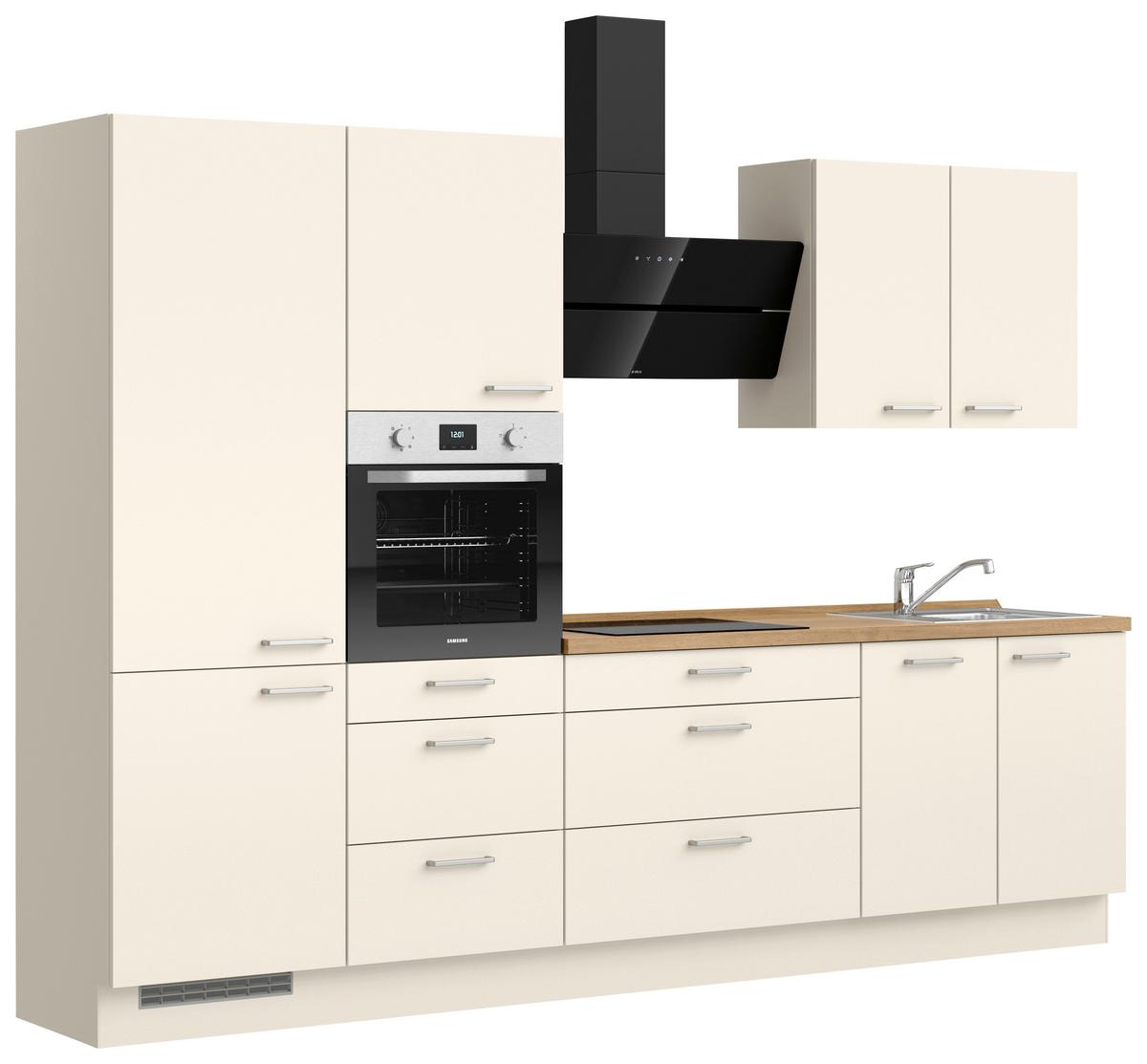 Küchenblock Touch High m. Geräten Magnolie - Edelstahlfarben/Eichefarben, MODERN, Holzwerkstoff/Metall (300cm) - Nobilia