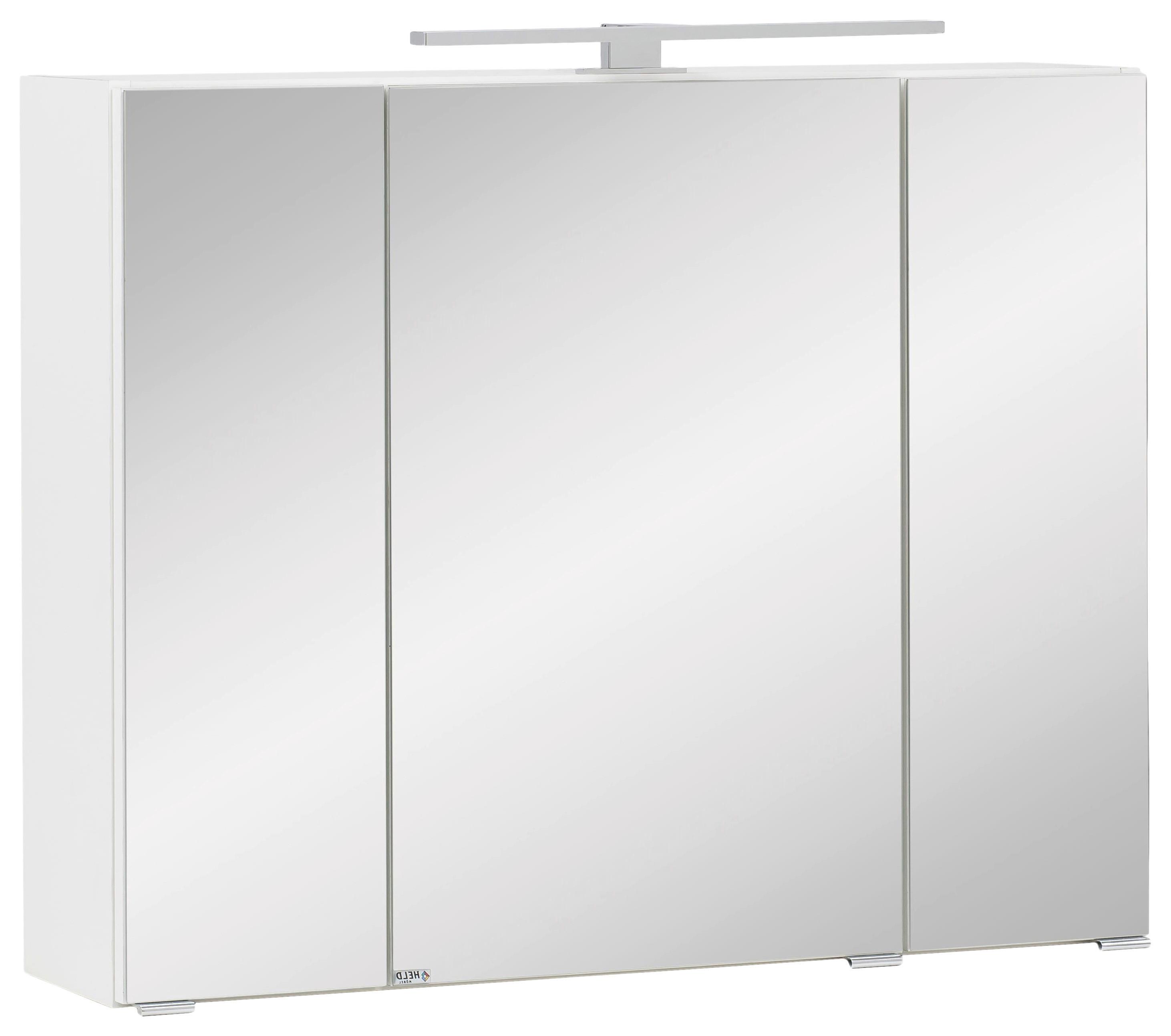 Spiegelschrank Kopenhagen mit LED 3-türig Weiß - Chromfarben/Weiß, KONVENTIONELL, Glas/Holzwerkstoff (80/64/20cm) - Held