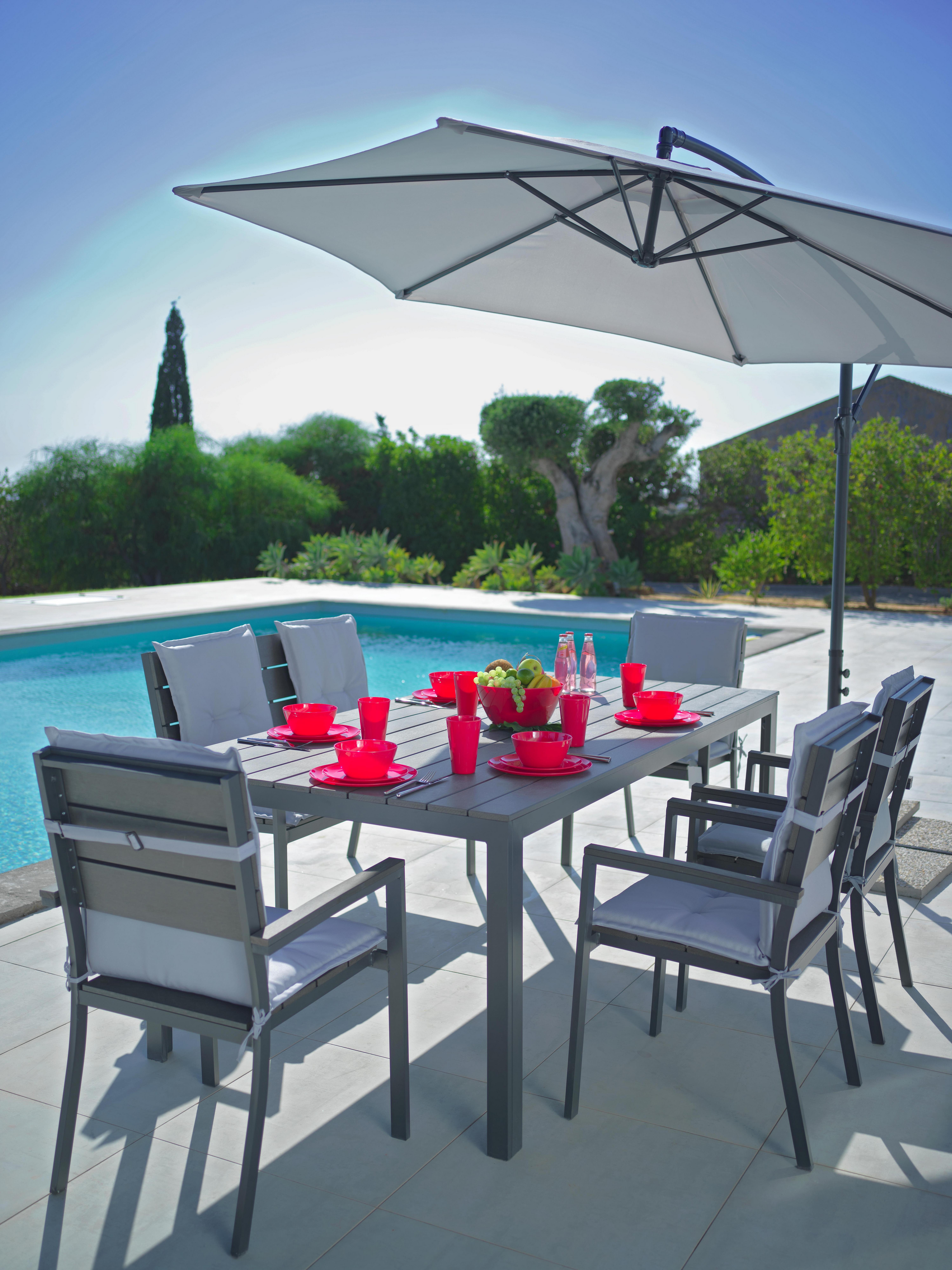 Gartentisch Sammy in Grau - Grau, Kunststoff/Metall (150/74/90cm) - Modern Living