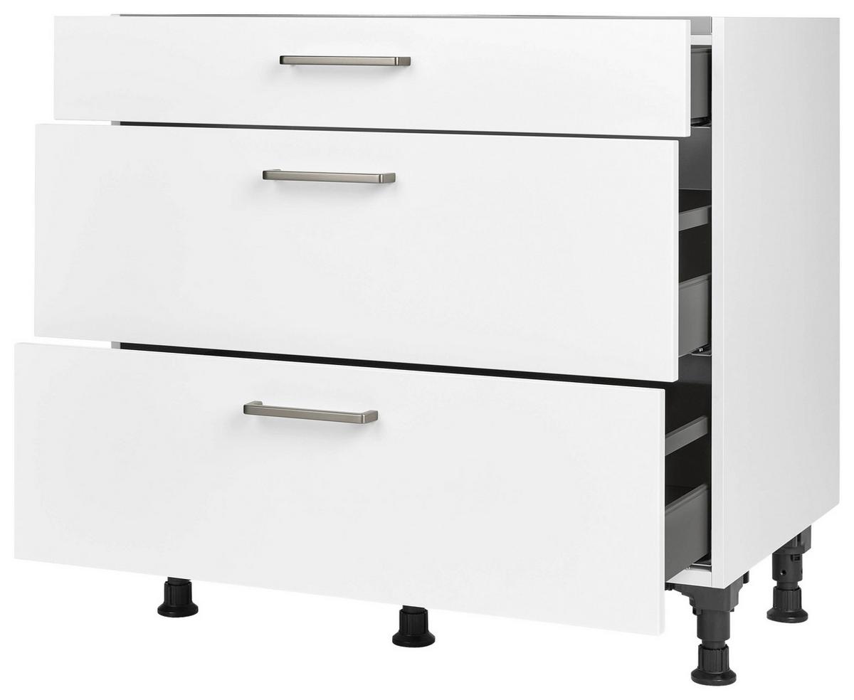 Kochfeldumbauschrank Touch Weiß - Edelstahlfarben/Weiß, MODERN, Holzwerkstoff/Metall (90/87/56cm) - Nobilia