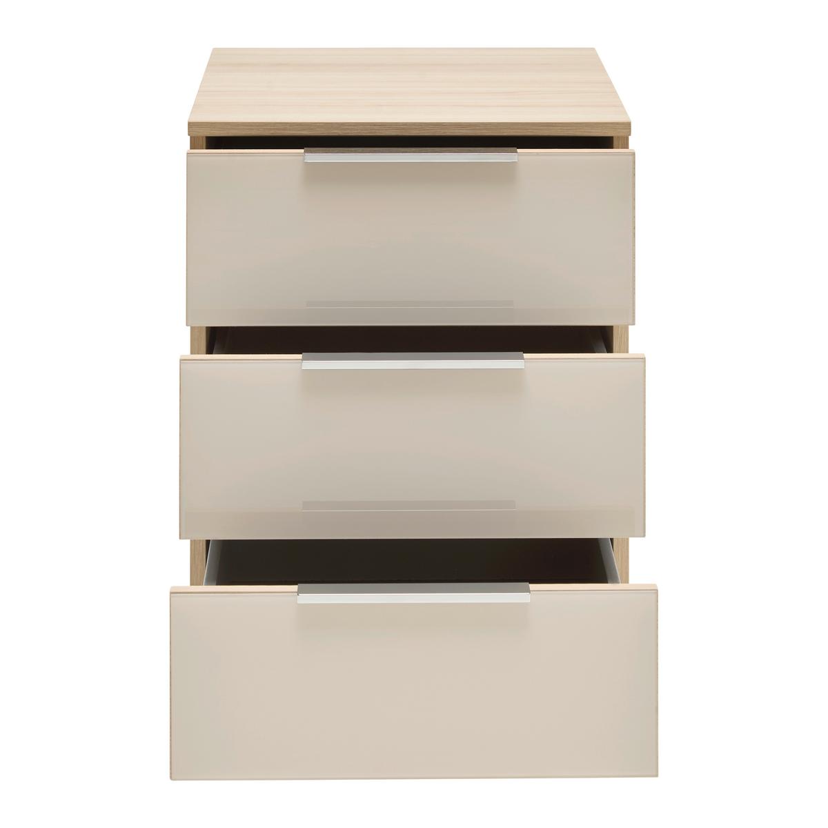 Rollcontainer Siena Eichefarben - Chromfarben/Eichefarben, MODERN, Holzwerkstoff/Metall (40/61/55cm) - Mömax