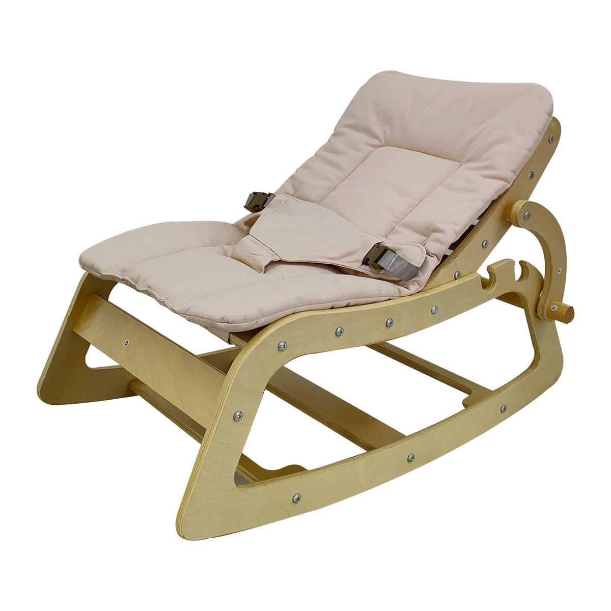 KRZESEŁKO BUJANE DLA DZIECI SWING AND MORE - beżowy/kolor naturalny, Basics, drewno/tkanina (42/70/56cm) - Jimmylee