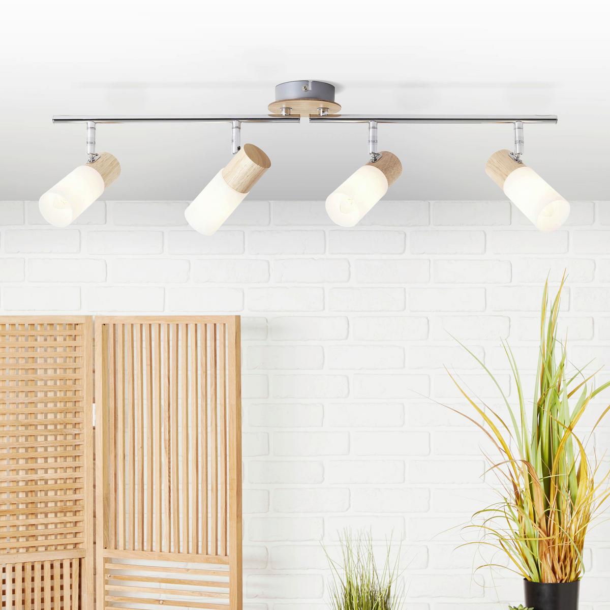 Deckenleuchte Babsan in Weiß max. 3,5 Watt - Weiß, KONVENTIONELL, Holz/Kunststoff (68/11,5/18cm) - Brilliant