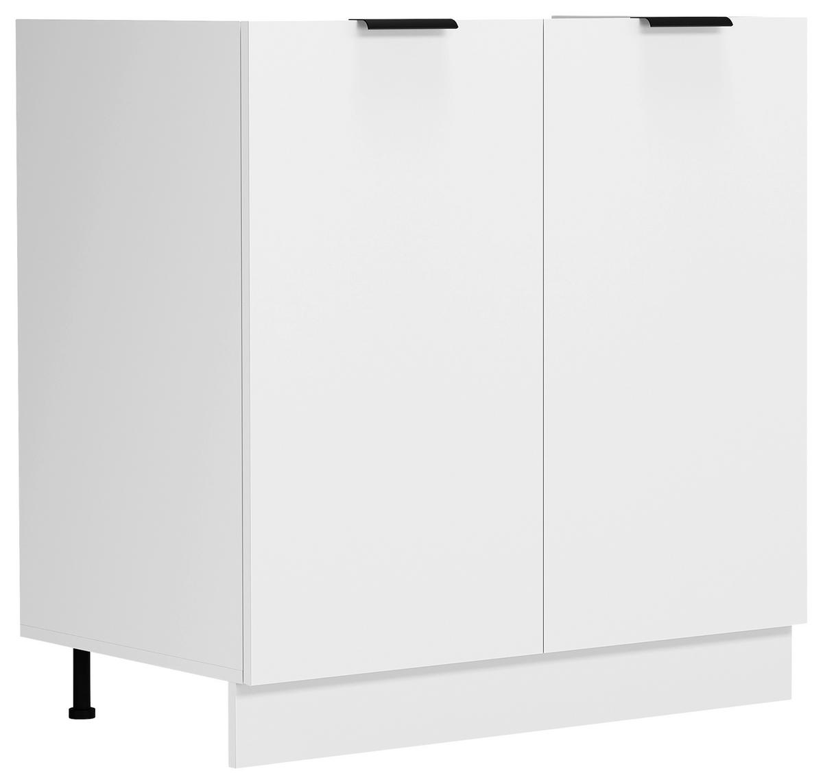 SPÜLENUNTERSCHRANK FASOLA - Weiss/Schwarz, Trend, Holzwerkstoff/Kunststoff (80/82/46cm) - MID.YOU