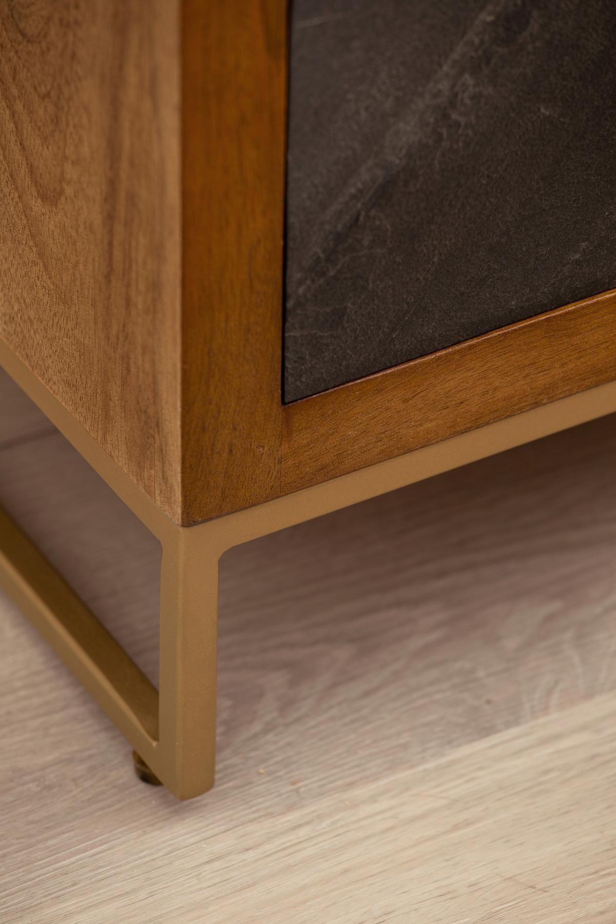 NACHTKÄSTCHEN WL6.767 - Anthrazit/Goldfarben, Lifestyle, Holz/Metall (40/60/30cm) - MID.YOU