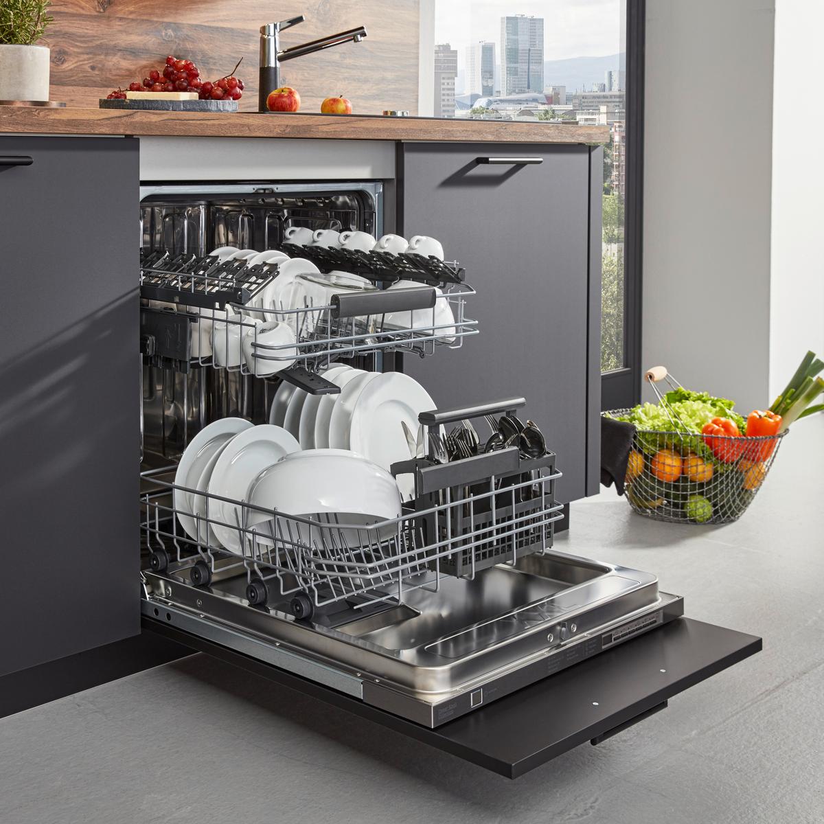 Bucatarie EASYTOUCH - ardeziu/culoare lemn stejar, Modern, material pe bază de lemn (269/123cm) - Nobilia