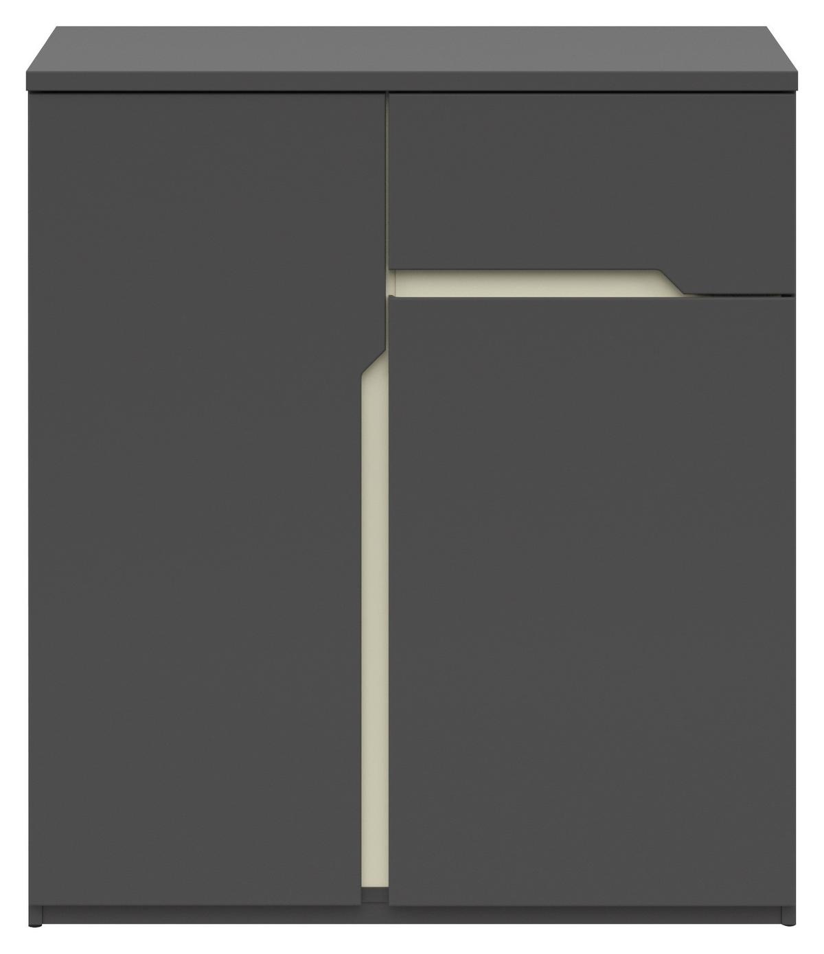 Kommode Manhatten in Grau/Graphitfarben - Graphitfarben/Schwarz, Modern, Holzwerkstoff/Kunststoff (85/95/42cm) - Premium Living