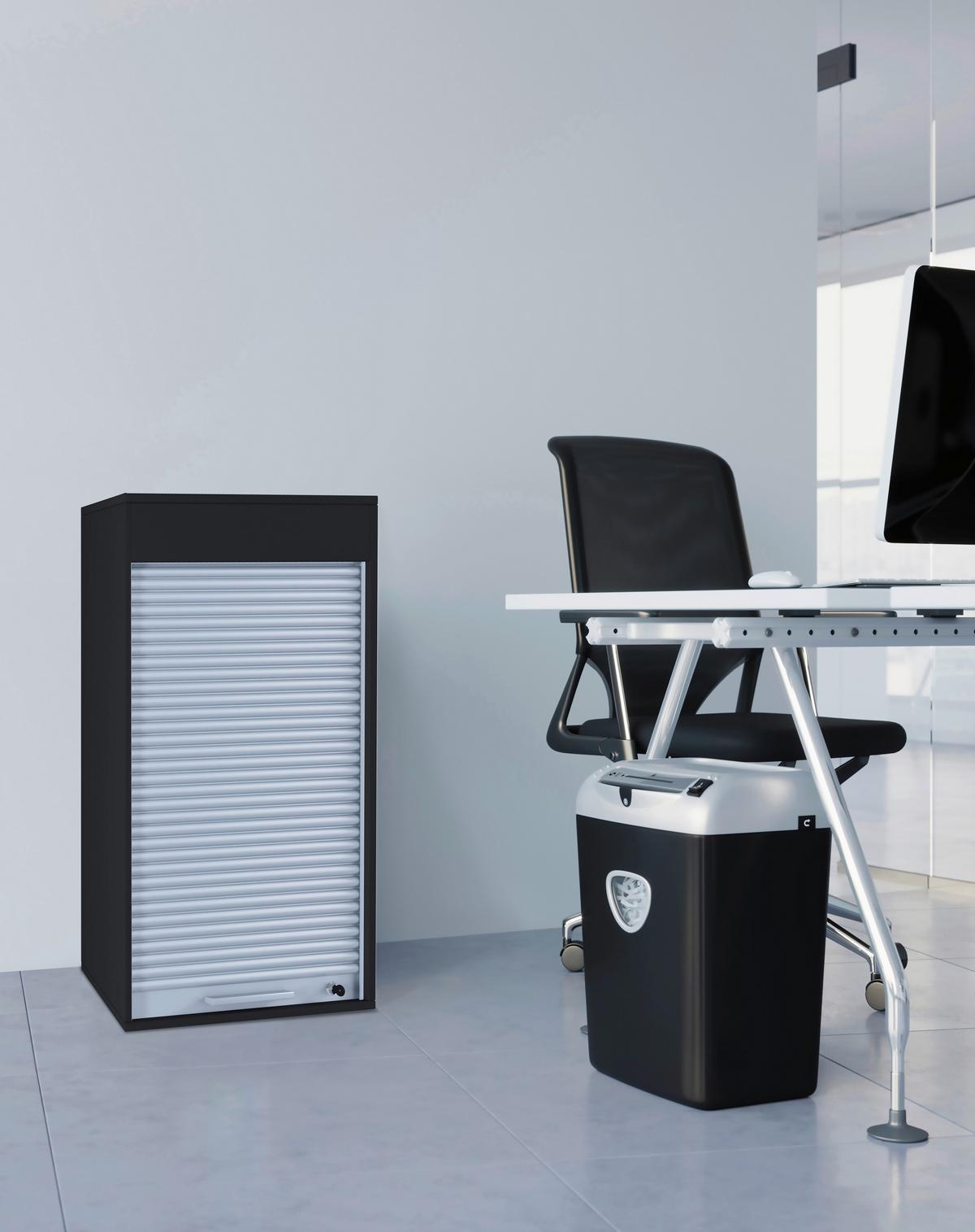 Pisarniška Omara Aktos L, Črna - siva/črna, Moderno, umetna masa/leseni material (50/93/40cm) - MID.YOU