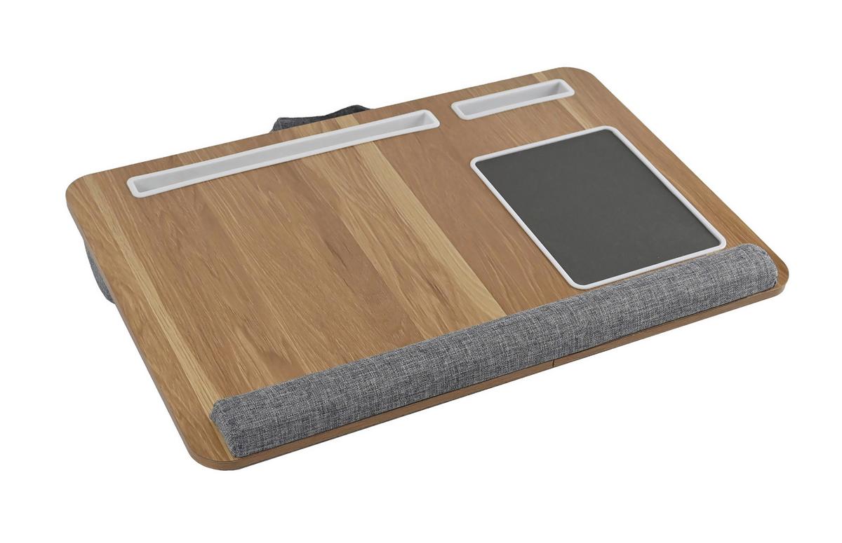 Masă pentru laptop Lappy - culoare natur/gri, Konventionell, plastic/textil (55/36,5/9,5cm) - Mömax