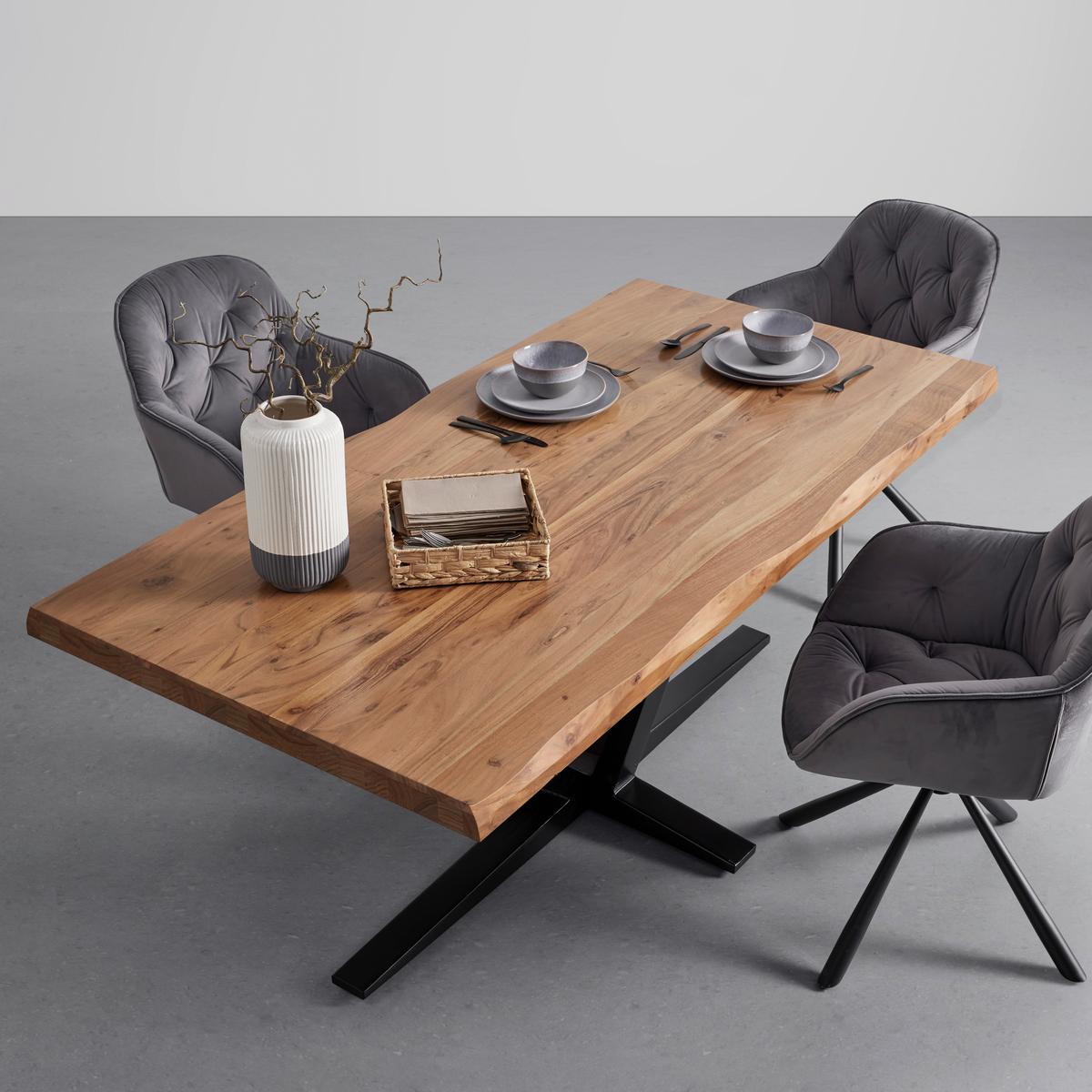 Scaun cu brațe Eileen - negru/gri, Lifestyle, metal/textil (68/86/64cm) - Premium Living