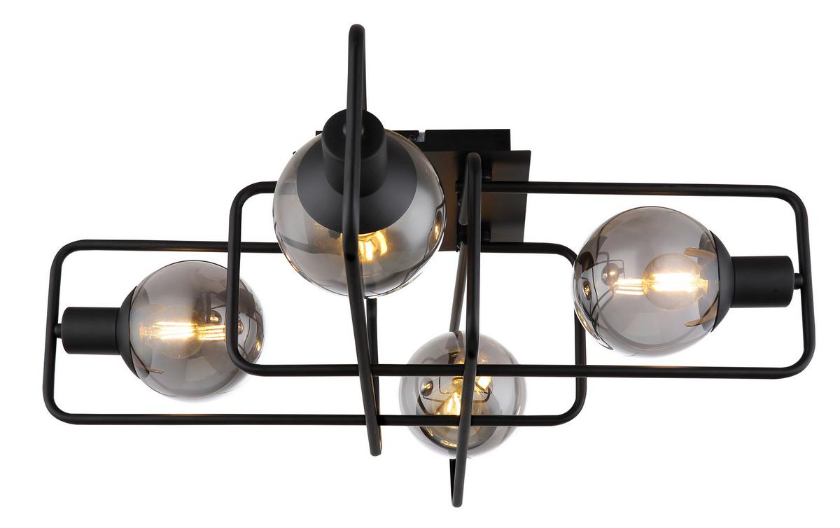 DECKENLEUCHTE 15830-4D - Schwarz, Design, Glas/Metall (61/61/20cm) - Globo