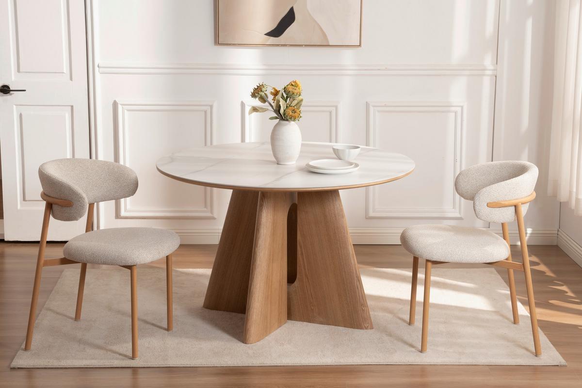 Jedilna Miza Otis, Barva Hrasta, Bela, Ø 120 - barve hrasta/bela, Moderno, kamen/leseni material (120/75cm) - Livetastic