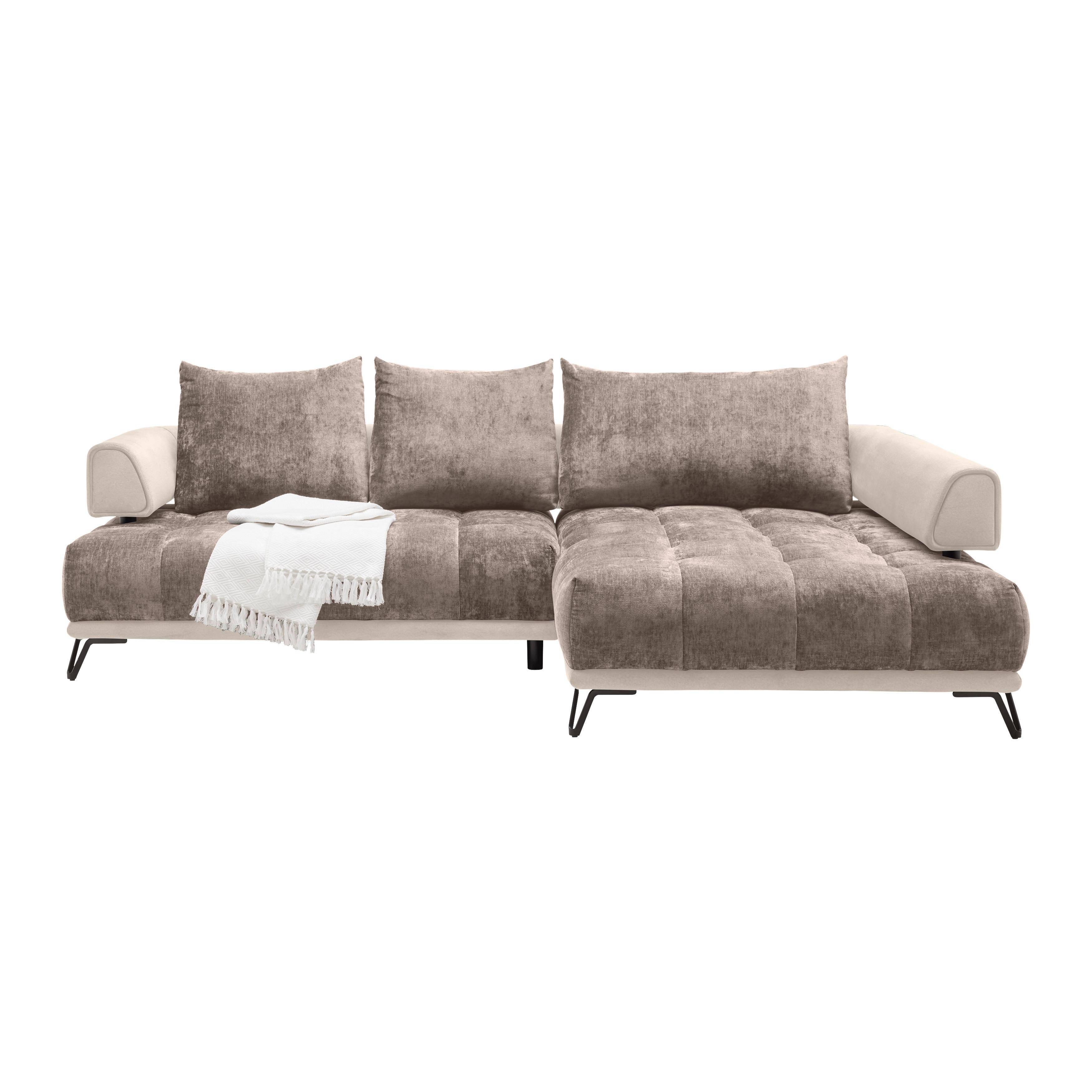 Ecksofa Morgan Cappuccino - Schwarz/Cappuccino, MODERN, Textil/Metall (262/67-87/184cm) - Mömax