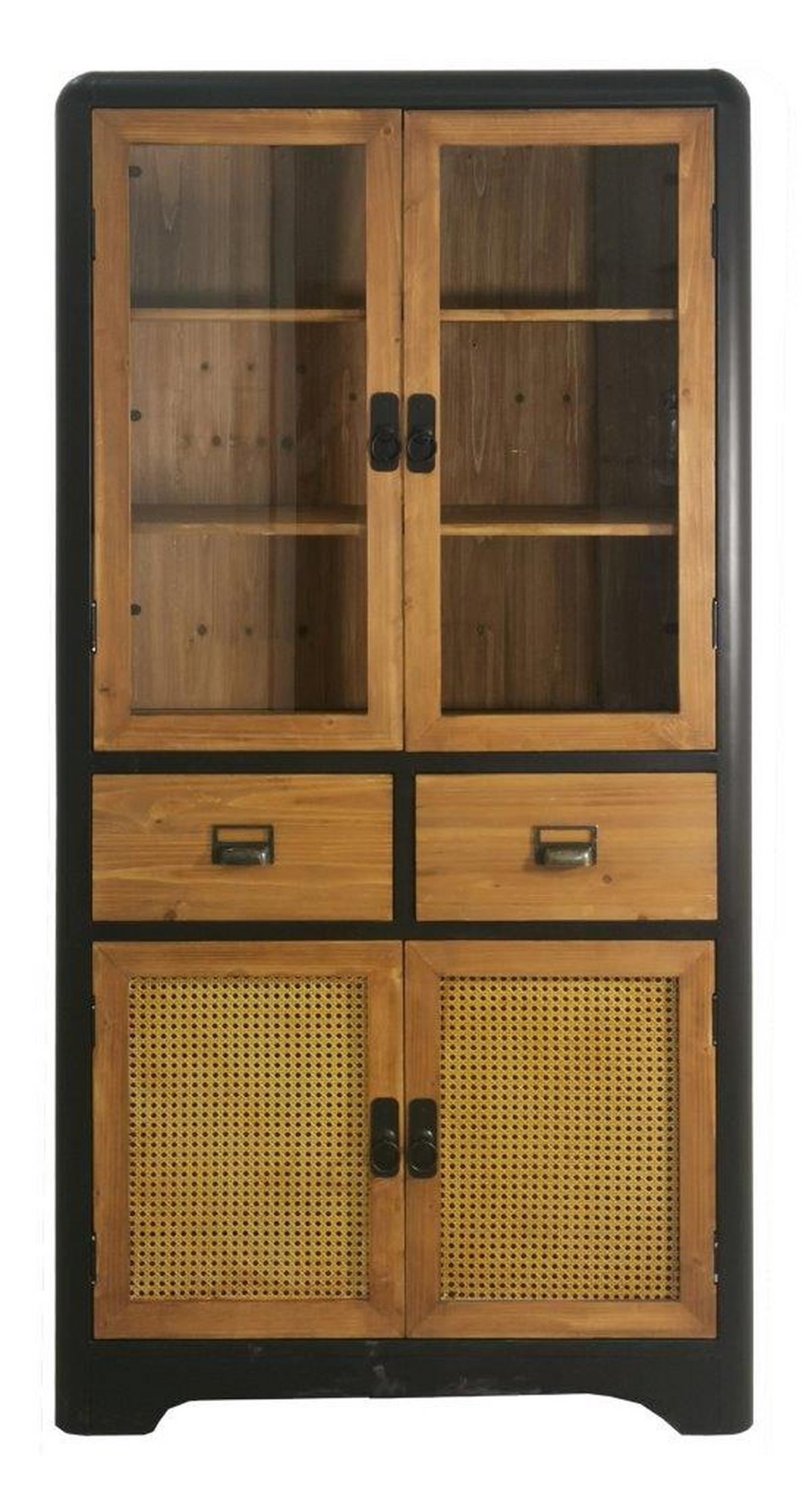 Kredenca Travis, Les Jelke, Črna, Steklo - črna/naravne barve, Moderno, kovina/steklo (90/175/40cm) - Bessagi Home