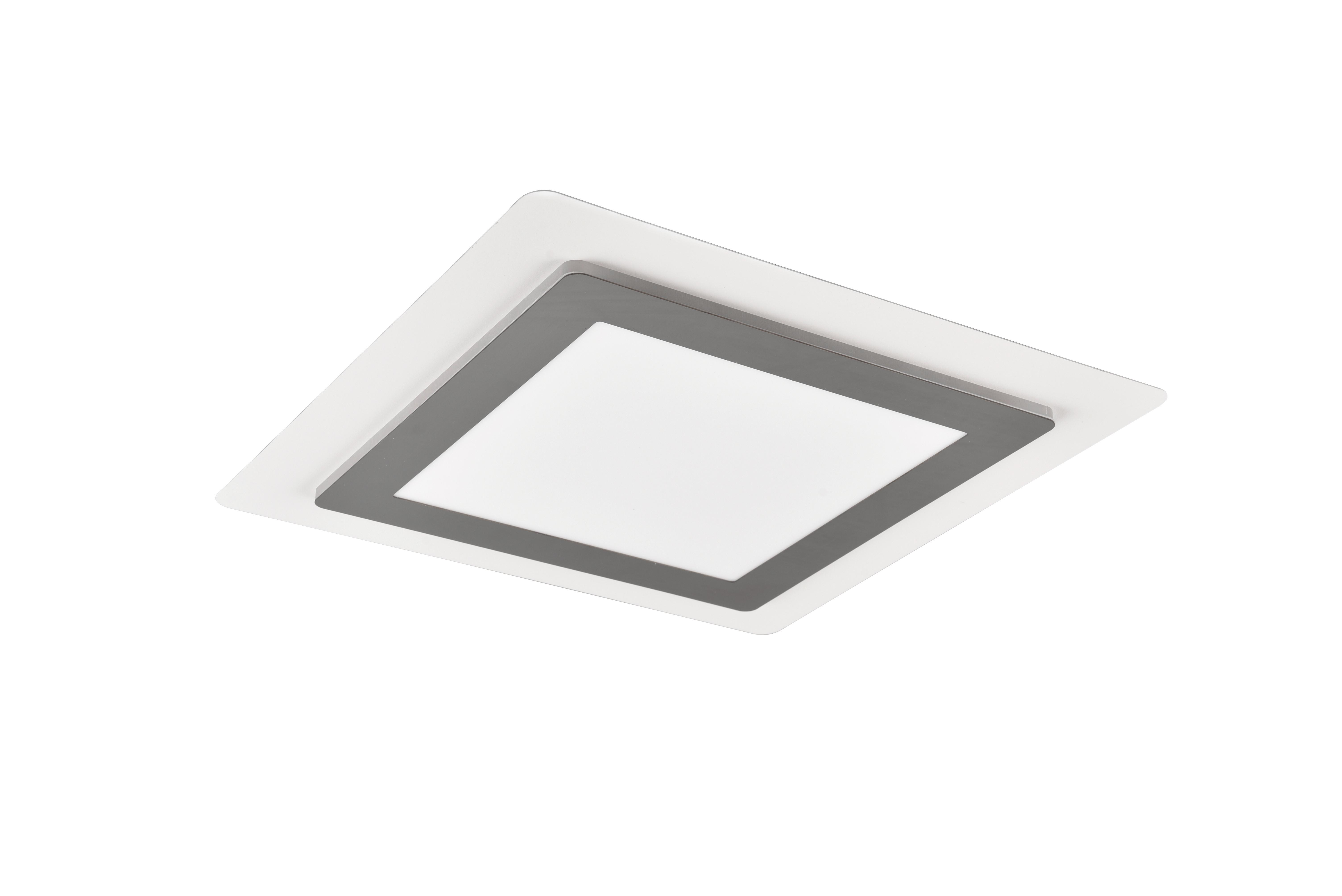 LED-Deckenfarbe Morgan in Weiß/Nickel max. 46 Watt - Weiß/Nickelfarben, Design, Metall (45/45/4,2cm) - Trio Leuchten